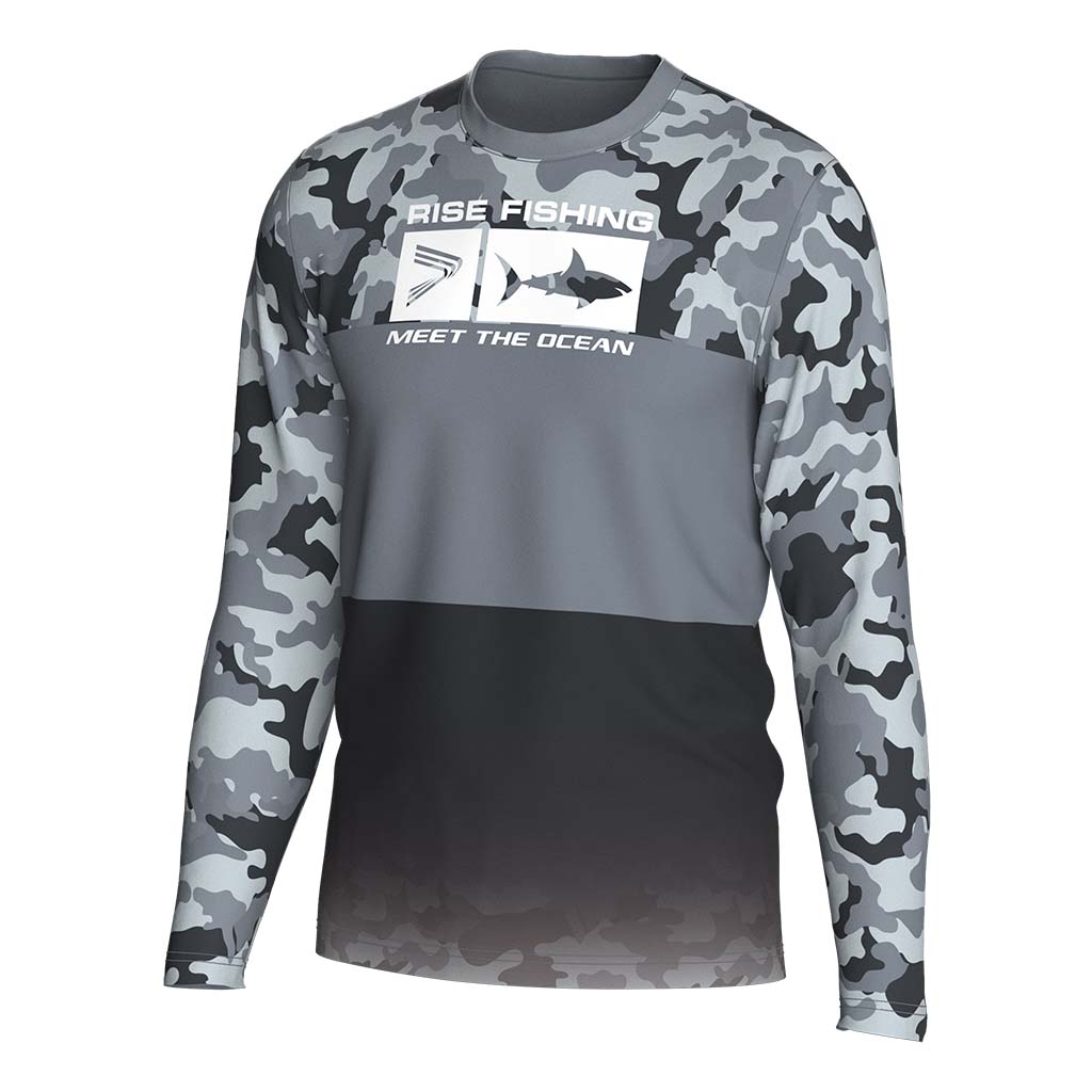 
                Grey camouflage long sleeves fishing shirt