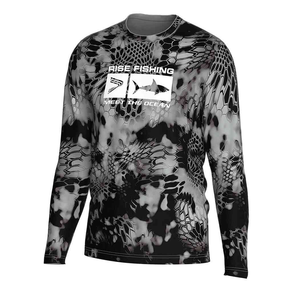 
                Psychedelic camouflage grey long sleeves fishing shirt 