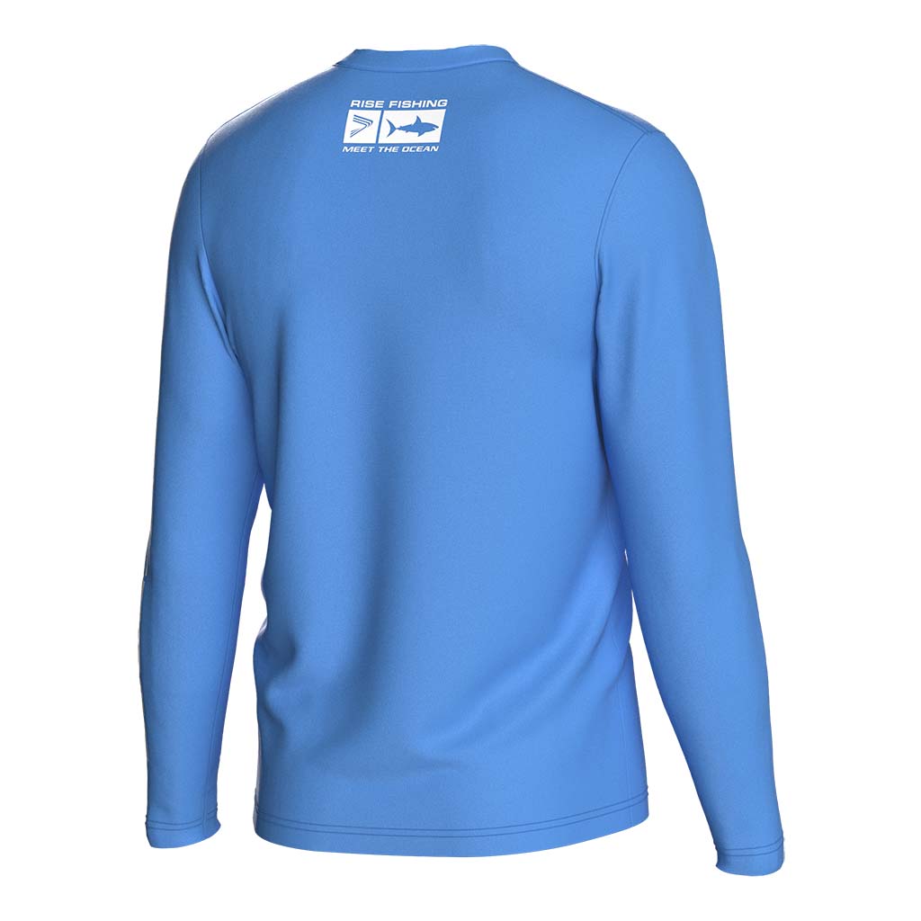
                Solid color blue long sleeves fishing shirt