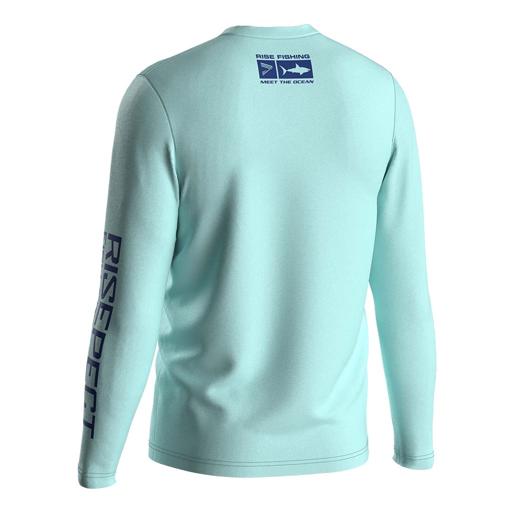 
                Solid color blue green long sleeves fishing shirt