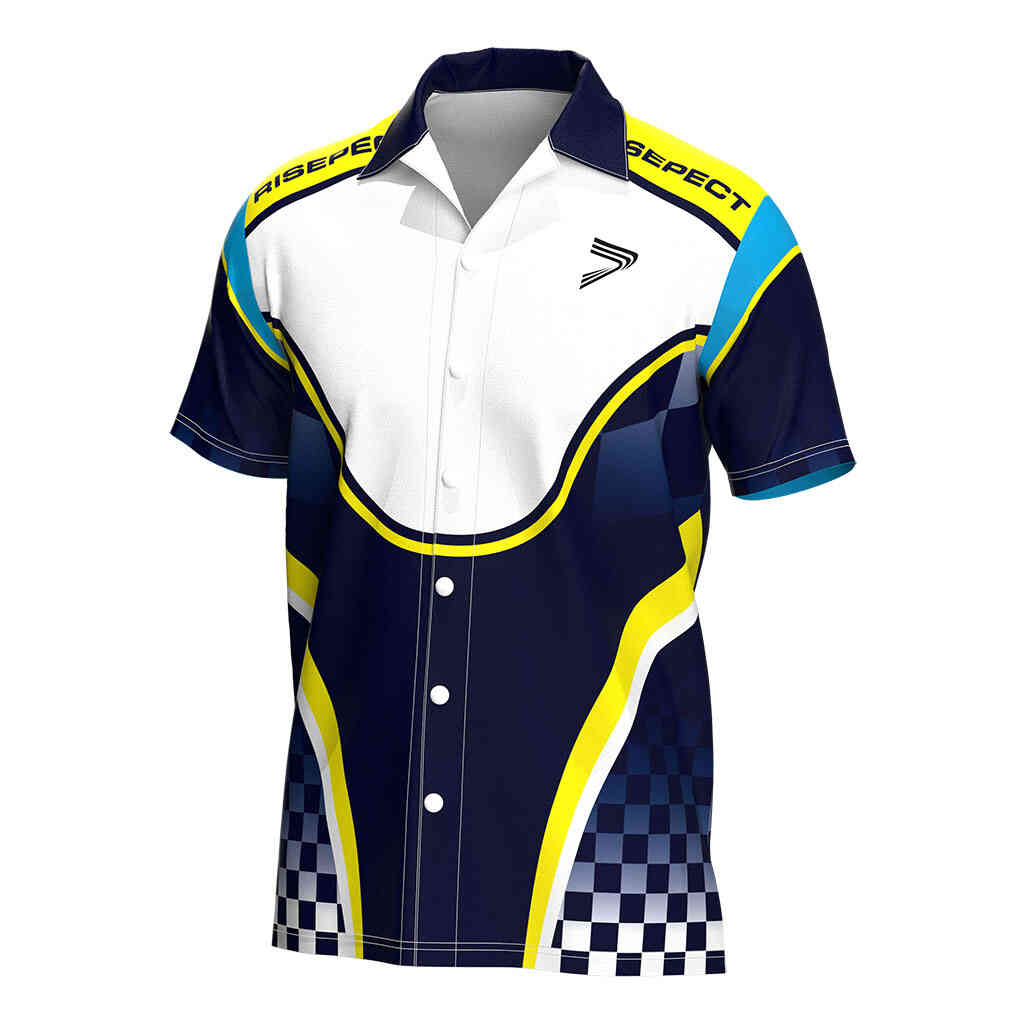 
                Motorcycle Shirt Risepect Full Button Blue