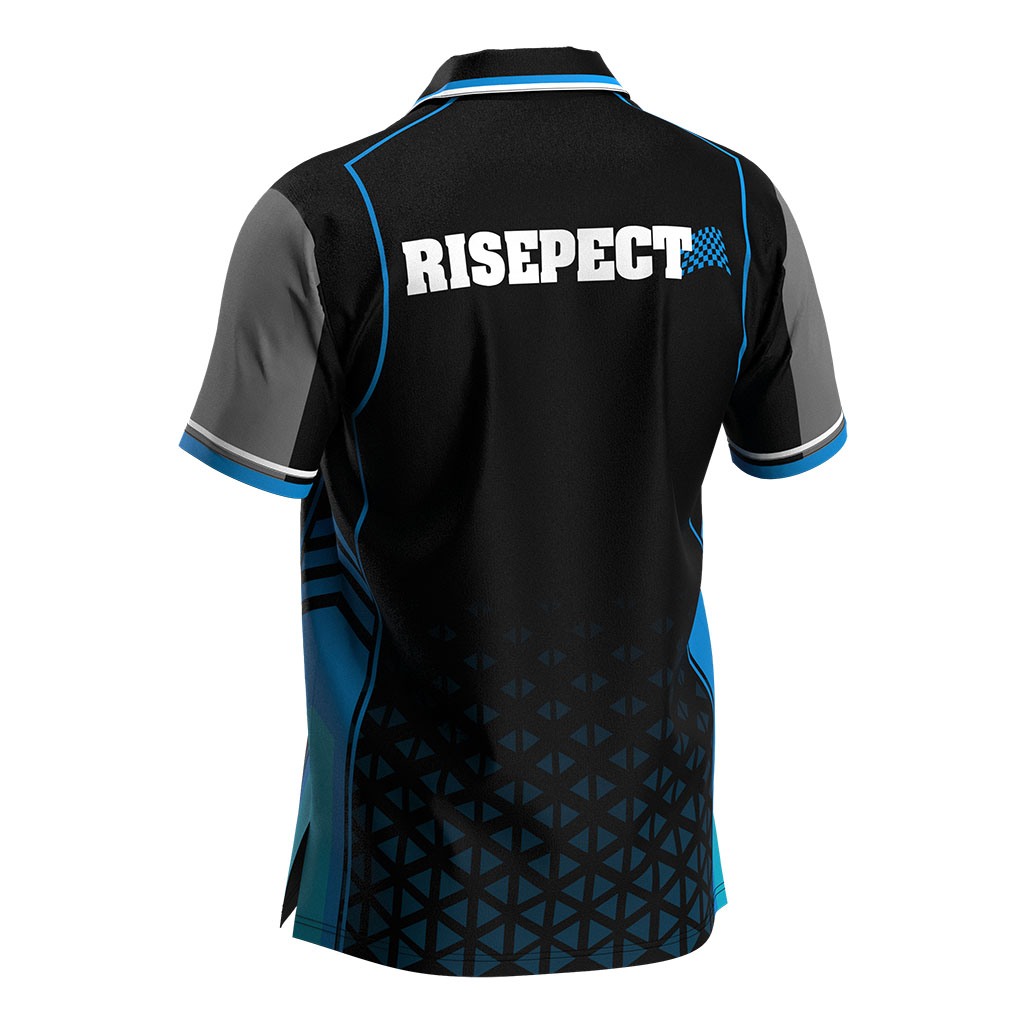 
                Motorcycle Shirt Risepect Full Button Blue Black