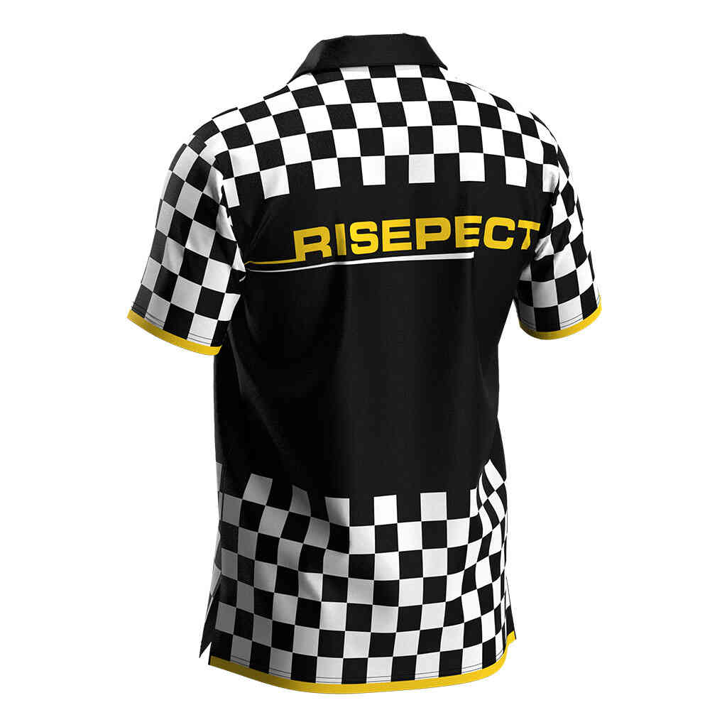 
                Motorcycle Shirt Risepect Full Button Checkered Flag