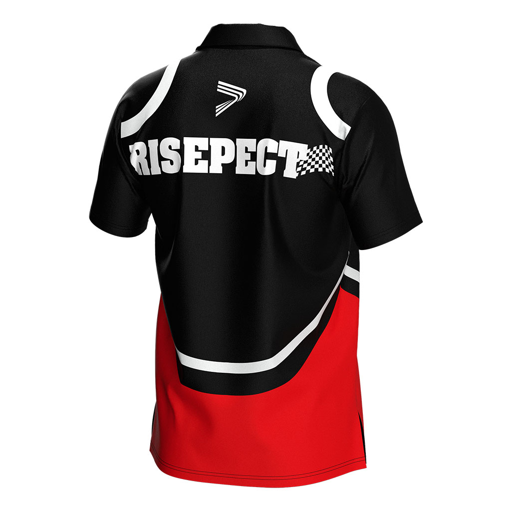 
                Motorcycle Shirt Risepect Full Button Red Black