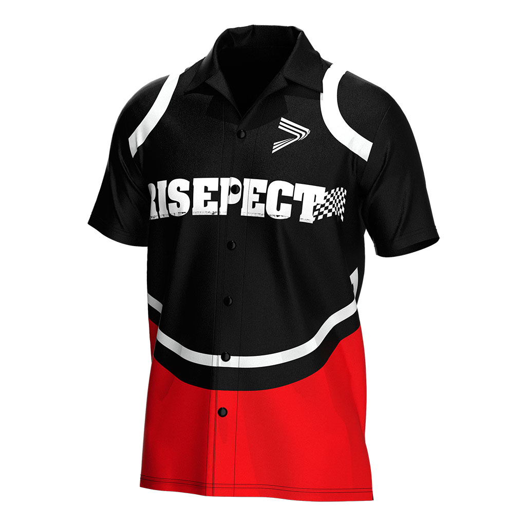 
                Motorcycle Shirt Risepect Full Button Red Black