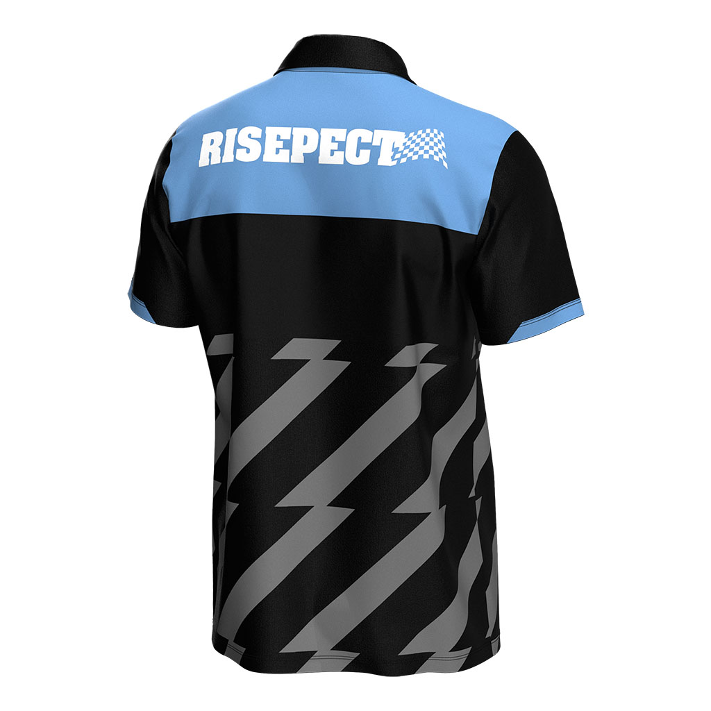 
                Motorcycle Shirt Risepect 1/4 zipper Blue Lightning