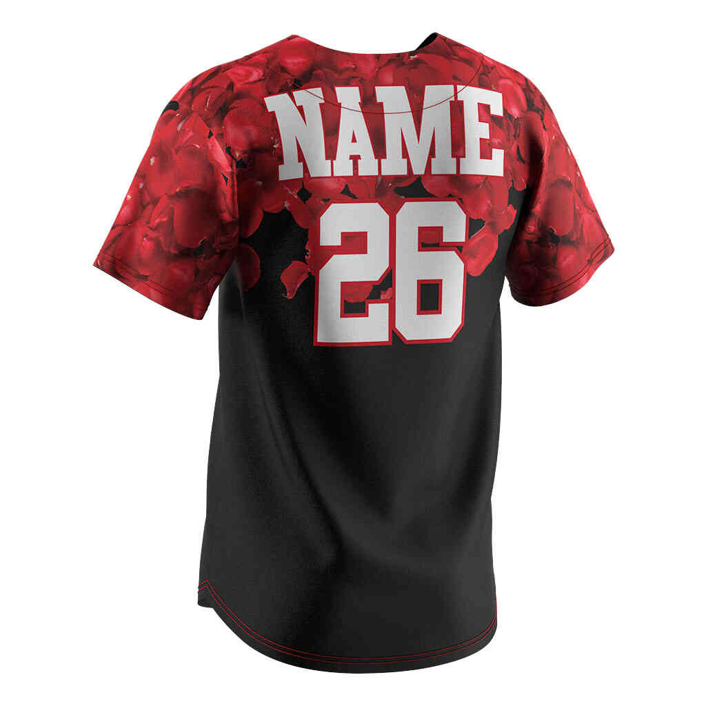 
                custom rose black baseball jersey