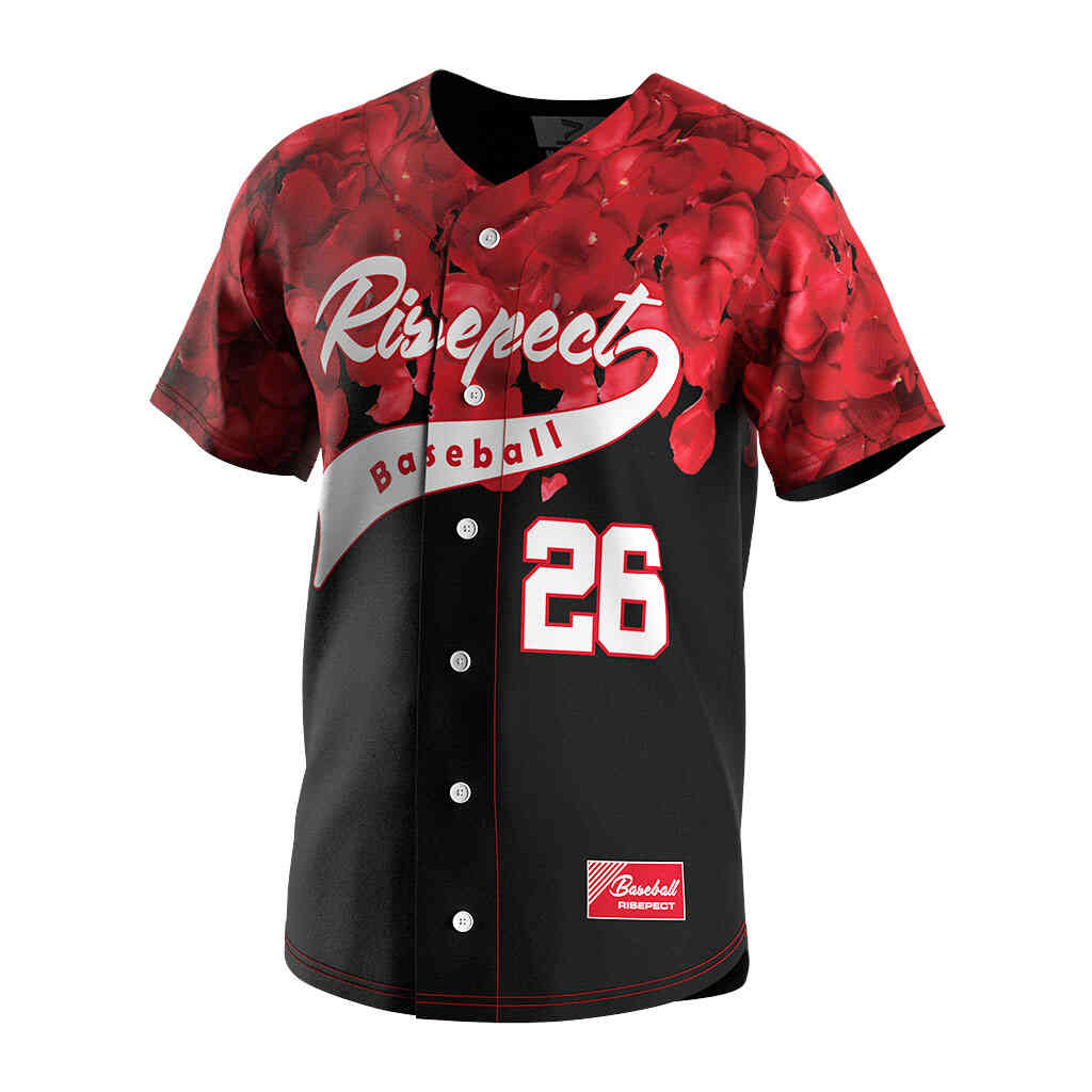 
                custom rose black baseball jersey