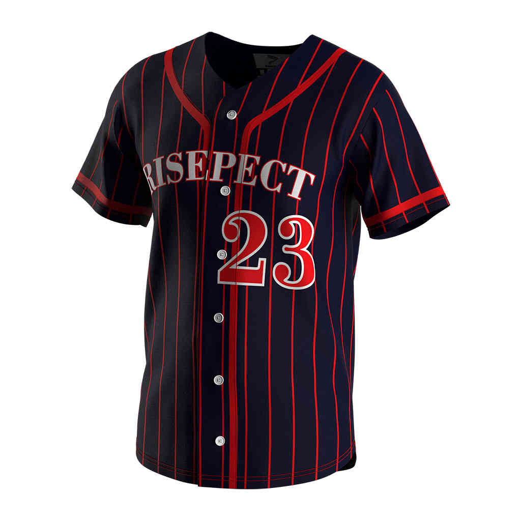 
                custom red stripes baseball jersey