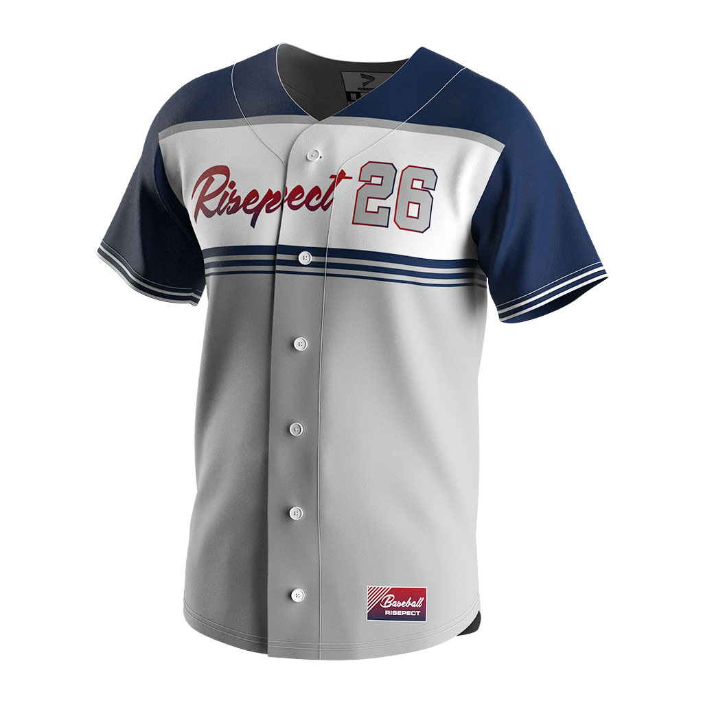 
                Custom Grey Blue baseball jersey