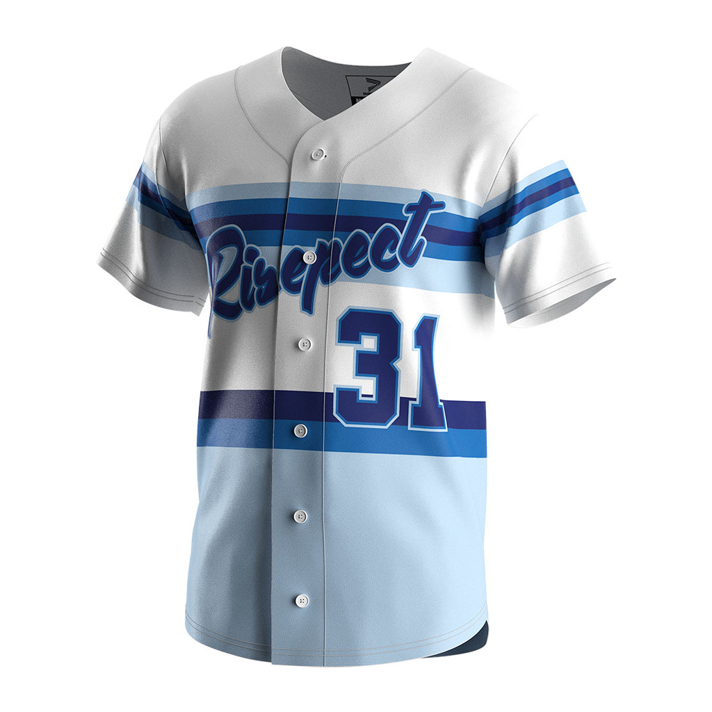 
                custom blue baseball jersey