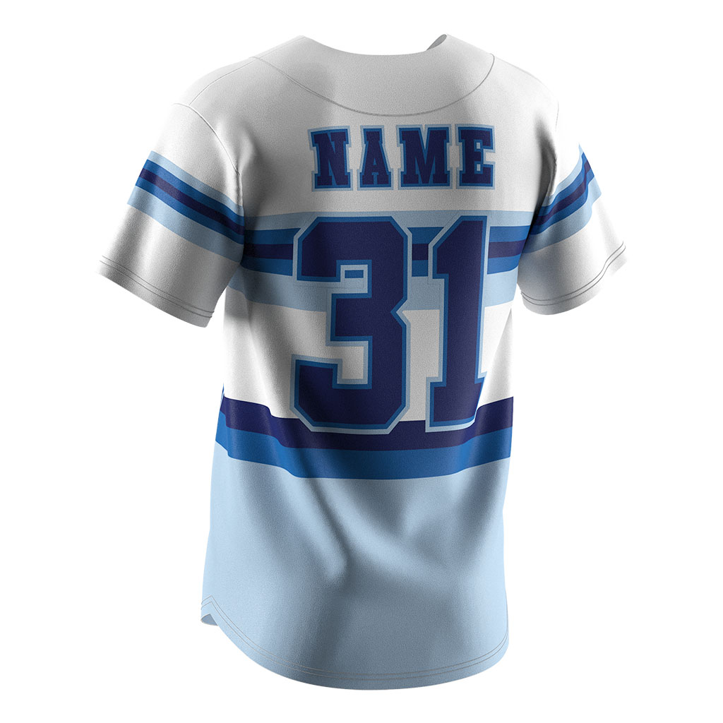 
                custom blue baseball jersey