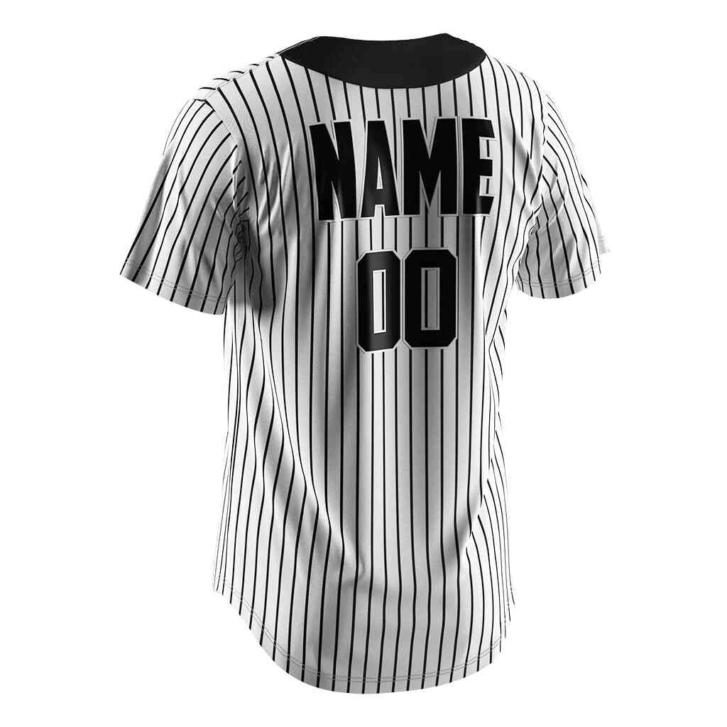 
                Stripe Shirt White Plain Two Button Baseball Jersey