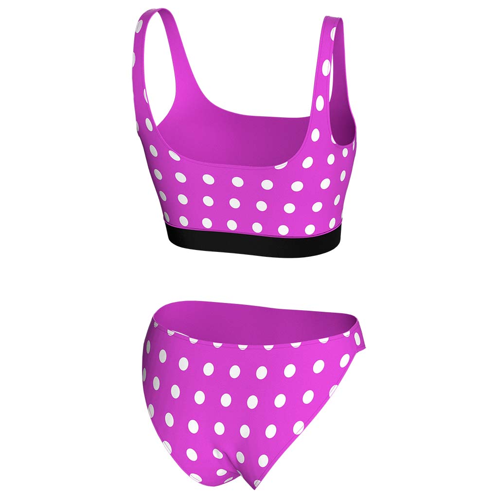 
                Retro polka dot halter high waist swimwear set Two pieces dotted bikini with pink polka dots bikini