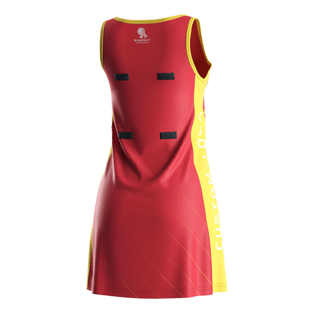 red netball dress Red Netball Dress Girls Silver Fern