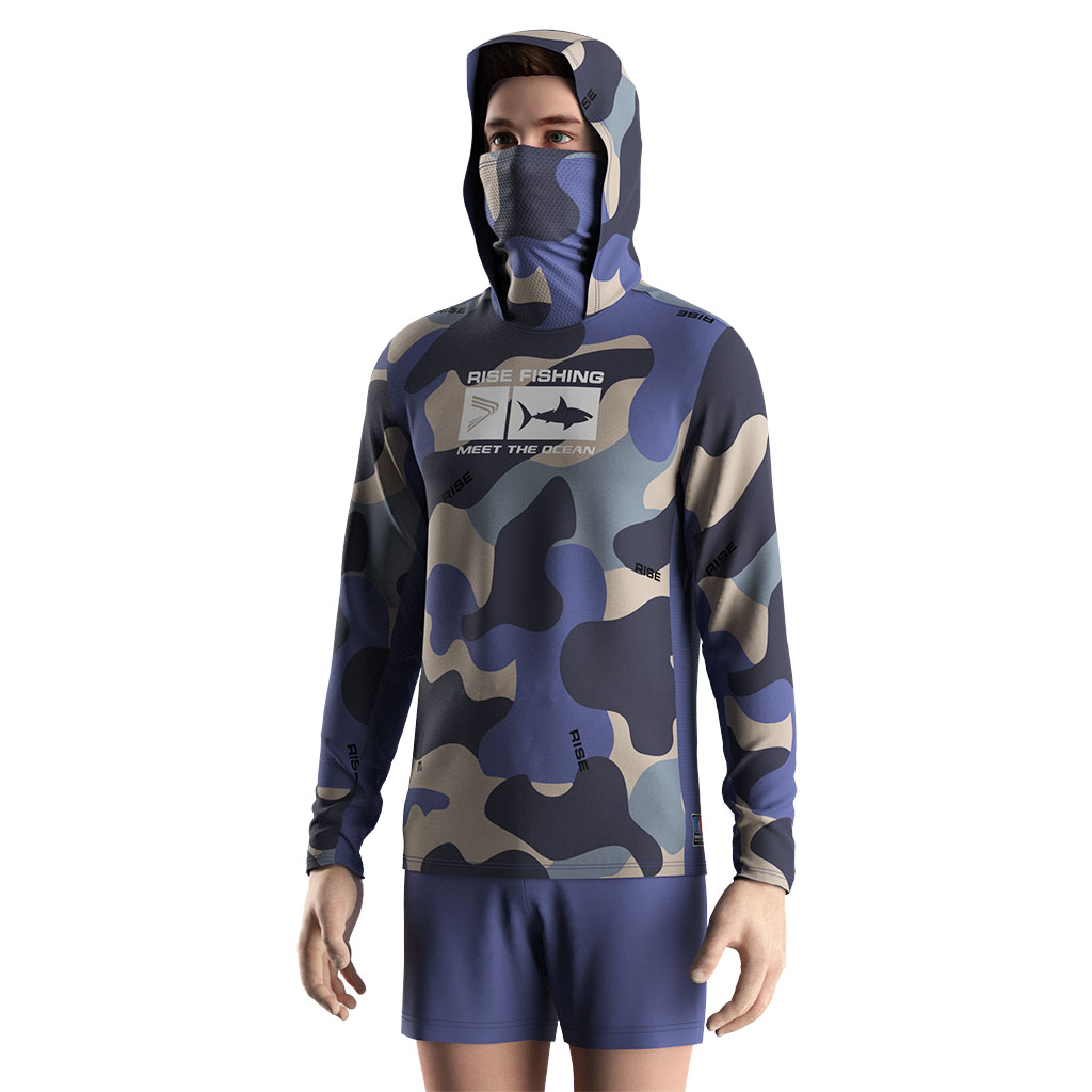 Long Sleeve Performance Shirts Fishing Hoodie With Face Mask Upf50