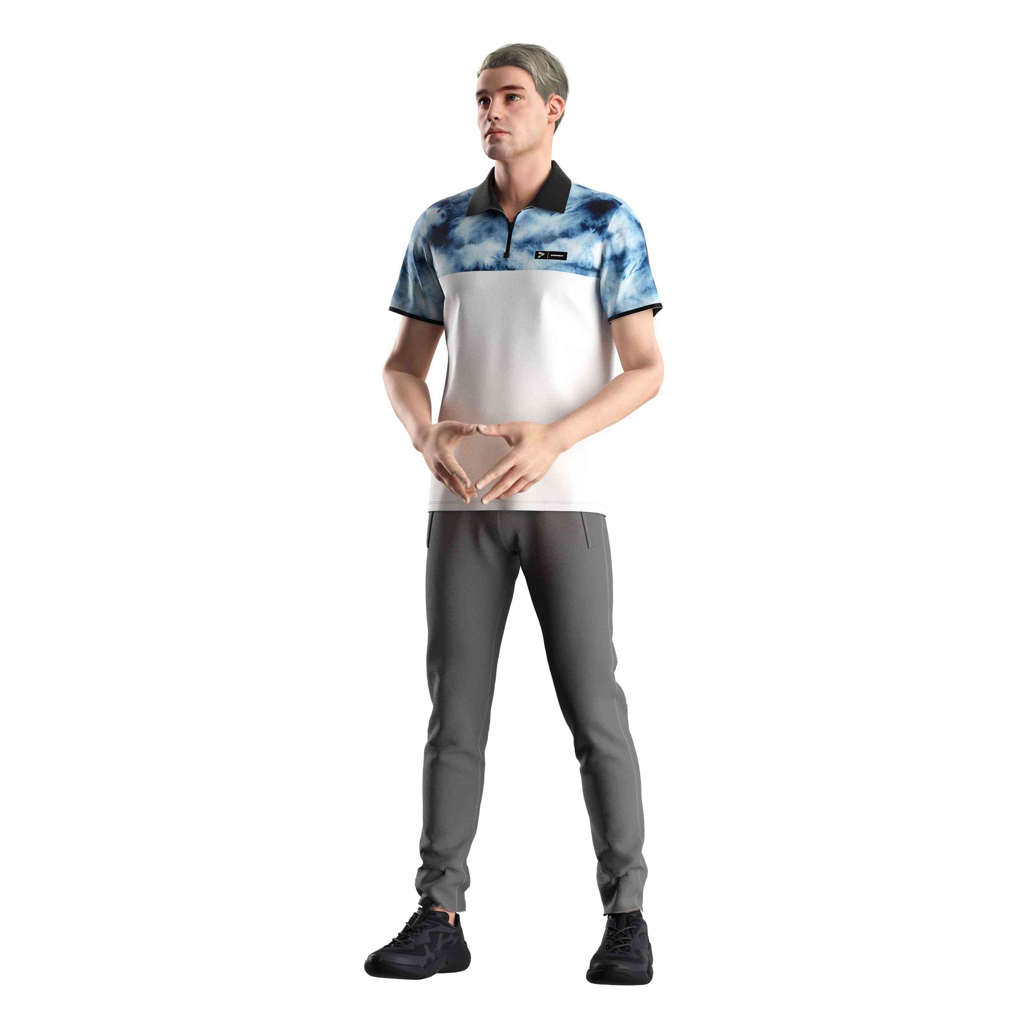 Two Colors Blue Golf Polo