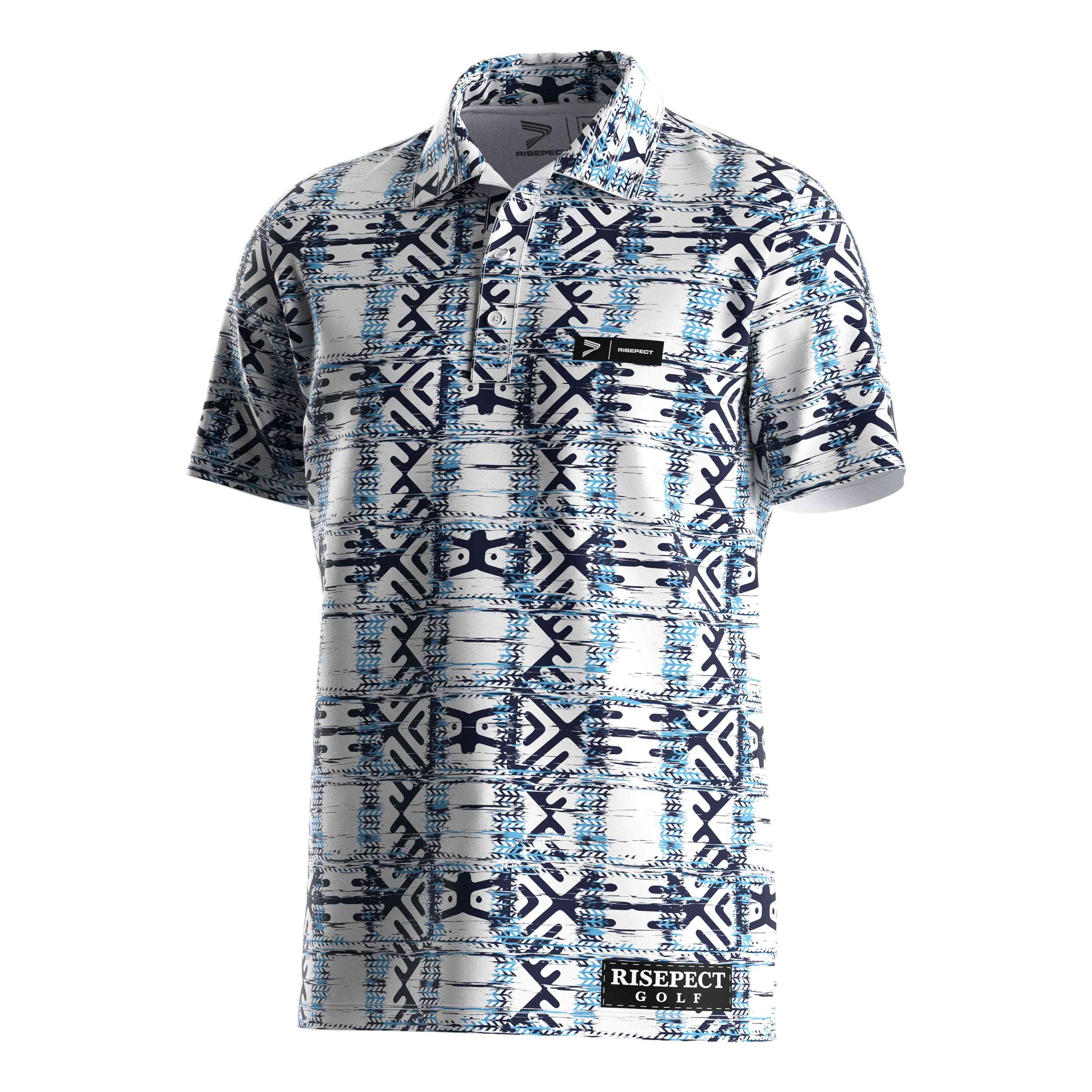 
                Button Down Shirts Golf Overall Print Collar Polo Shirt For Men
