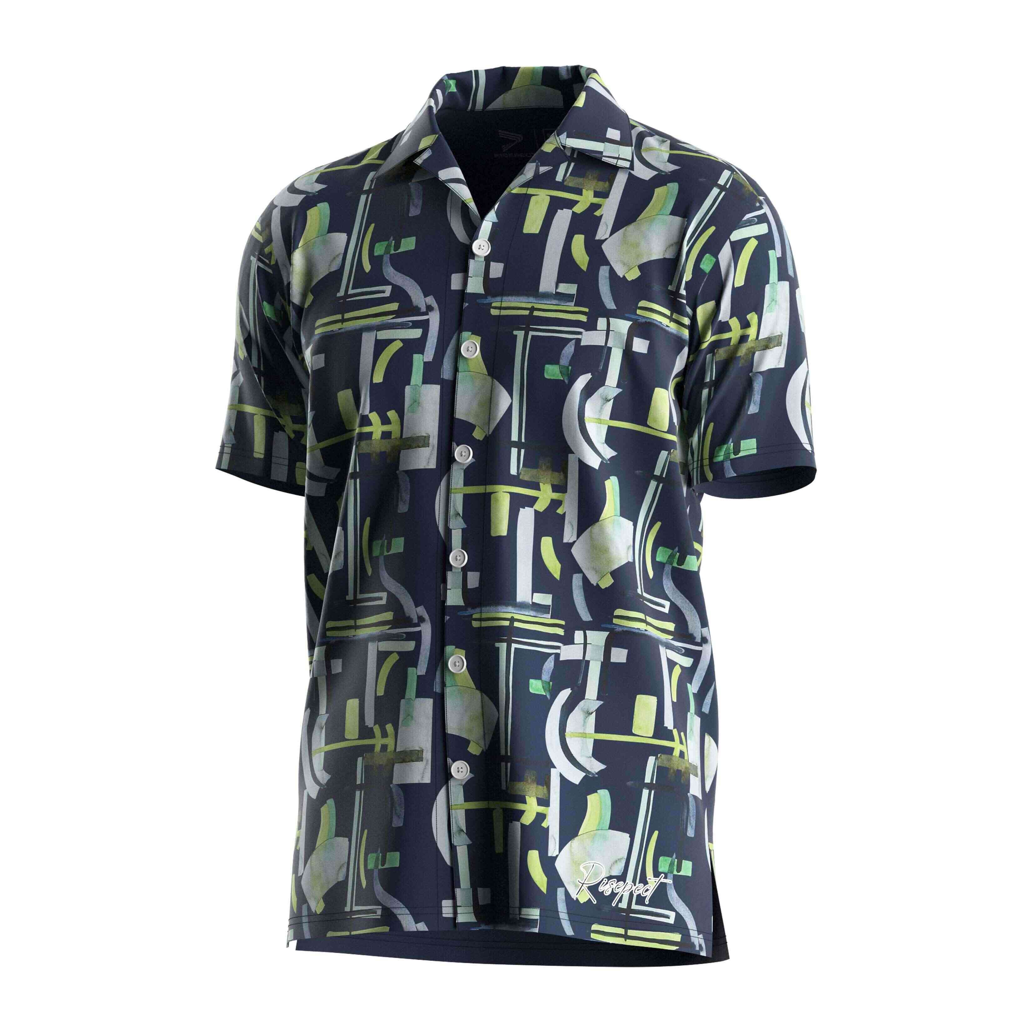 
                RISE custom beach shirts irregular shapes beach wear V Neck short sleeves button up