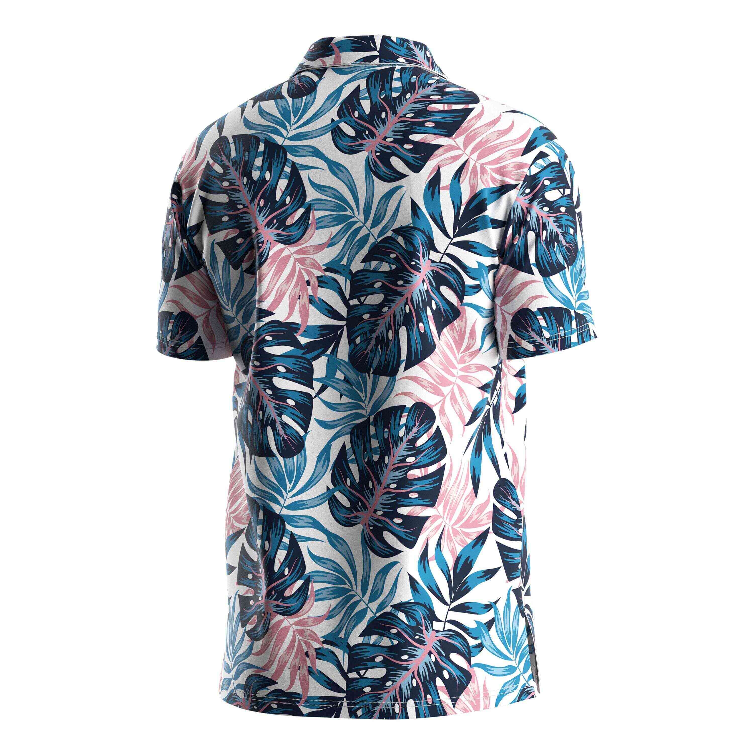 
                RISE design beach shirt leaves beach wear V Neck short sleeves button up