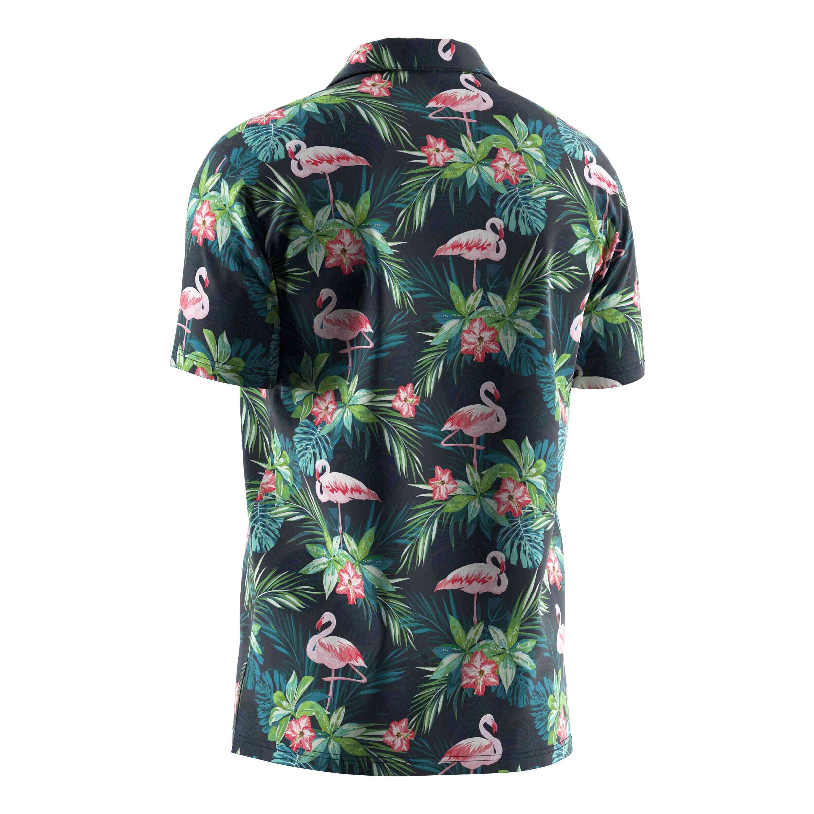 
                RISE Wholesale hawaii shirts pink flamingo plant beach wear V Neck short sleeves button up