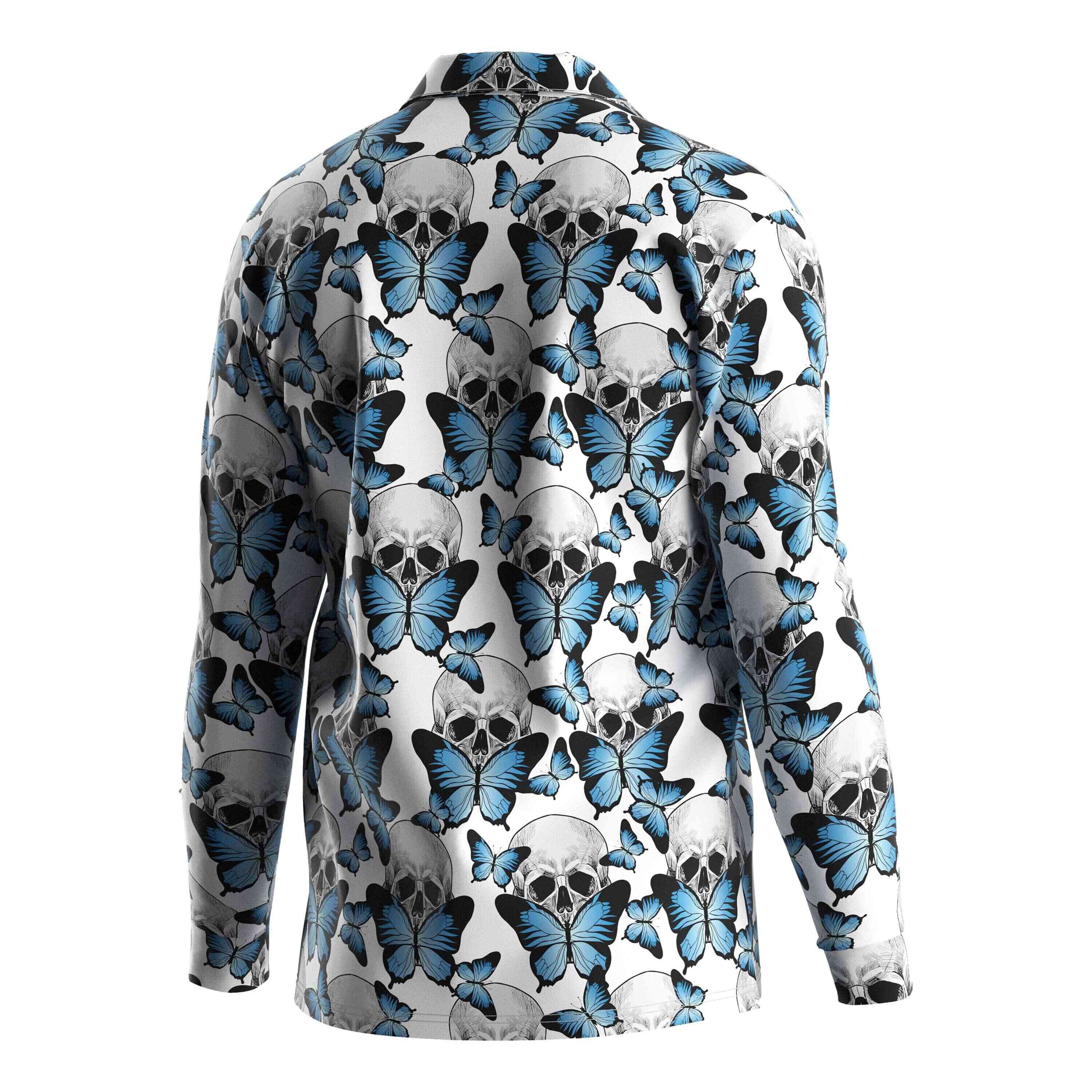 
                RISE sublime important Hawaiian shirt Long sleeves beach wear butterfly kissing skull