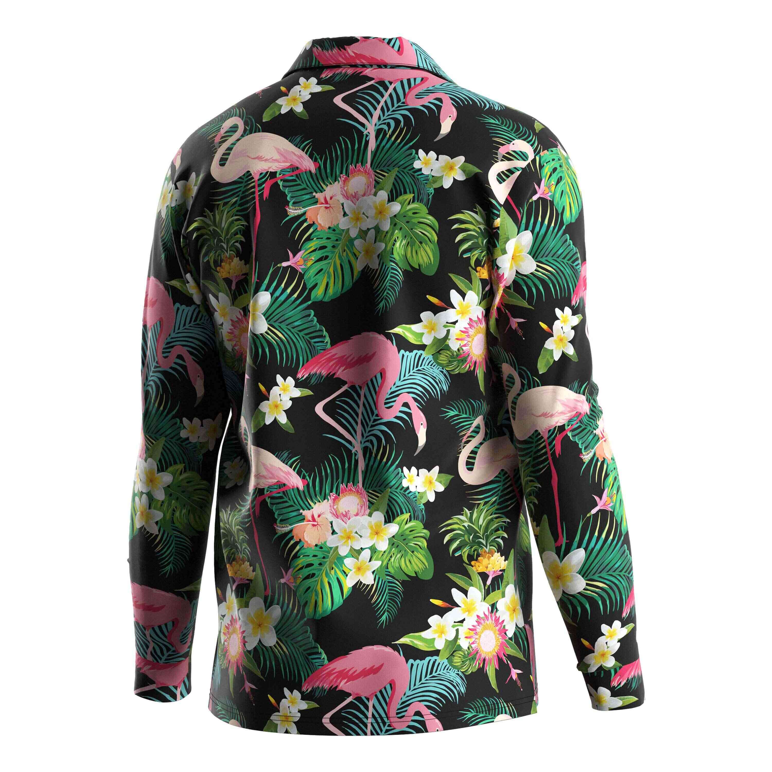 
                RISE sublime comfort Hawaiian shirt Long sleeves beach wear flamingo