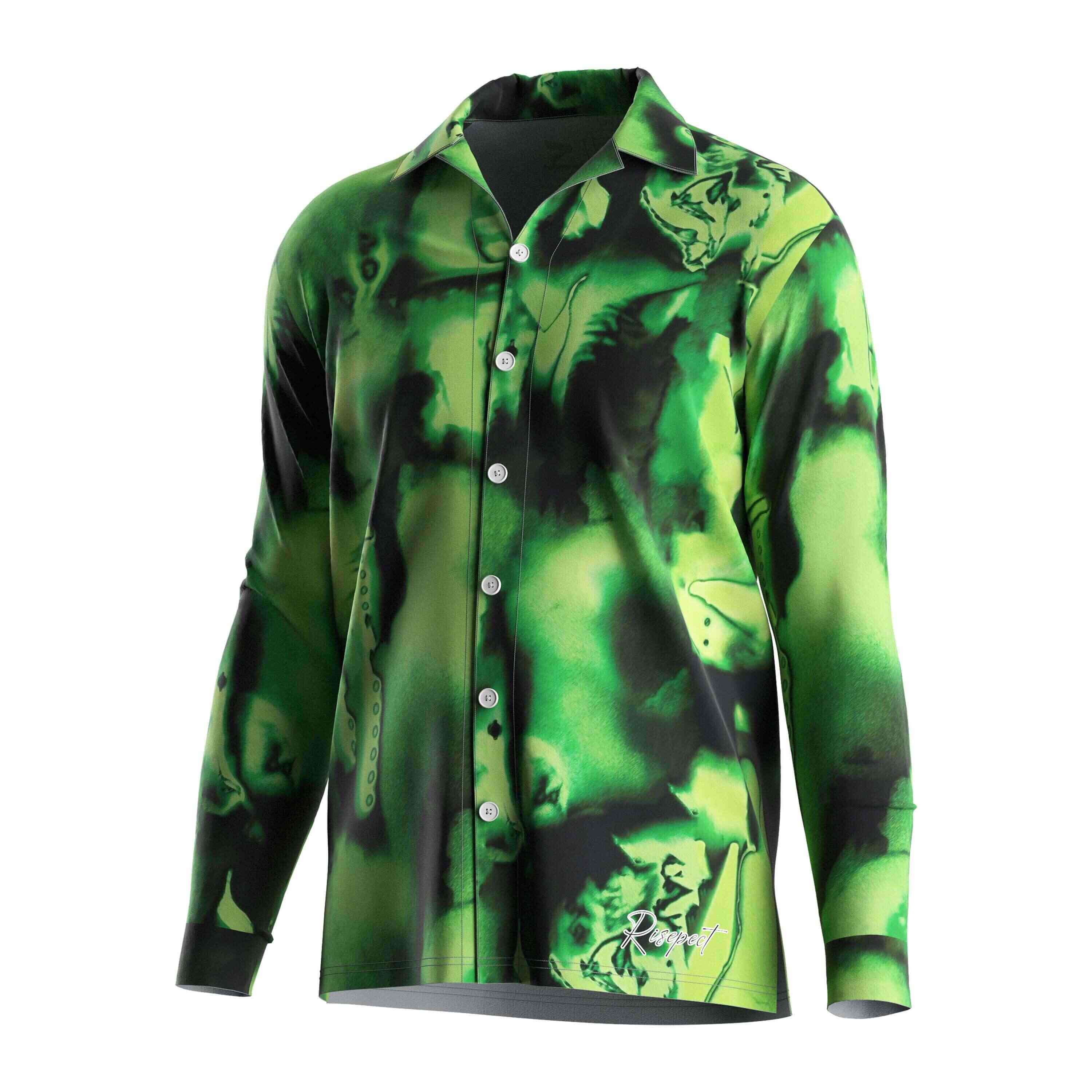 
                RISE sublime in style Hawaiian shirt Long sleeves beach wear foggy forest