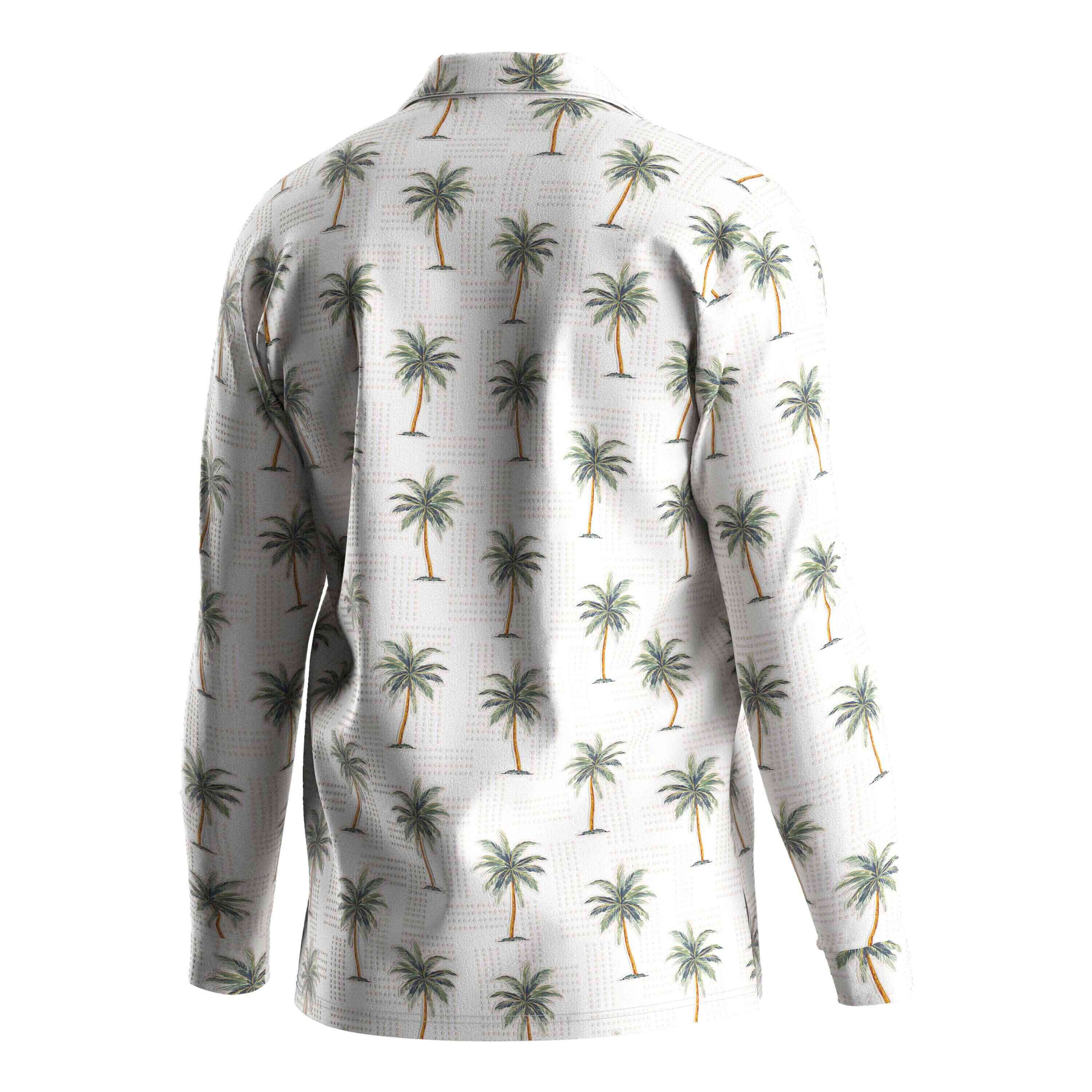 
                RISE sublime white Hawaiian shirt Long sleeves beach wear coconut tree