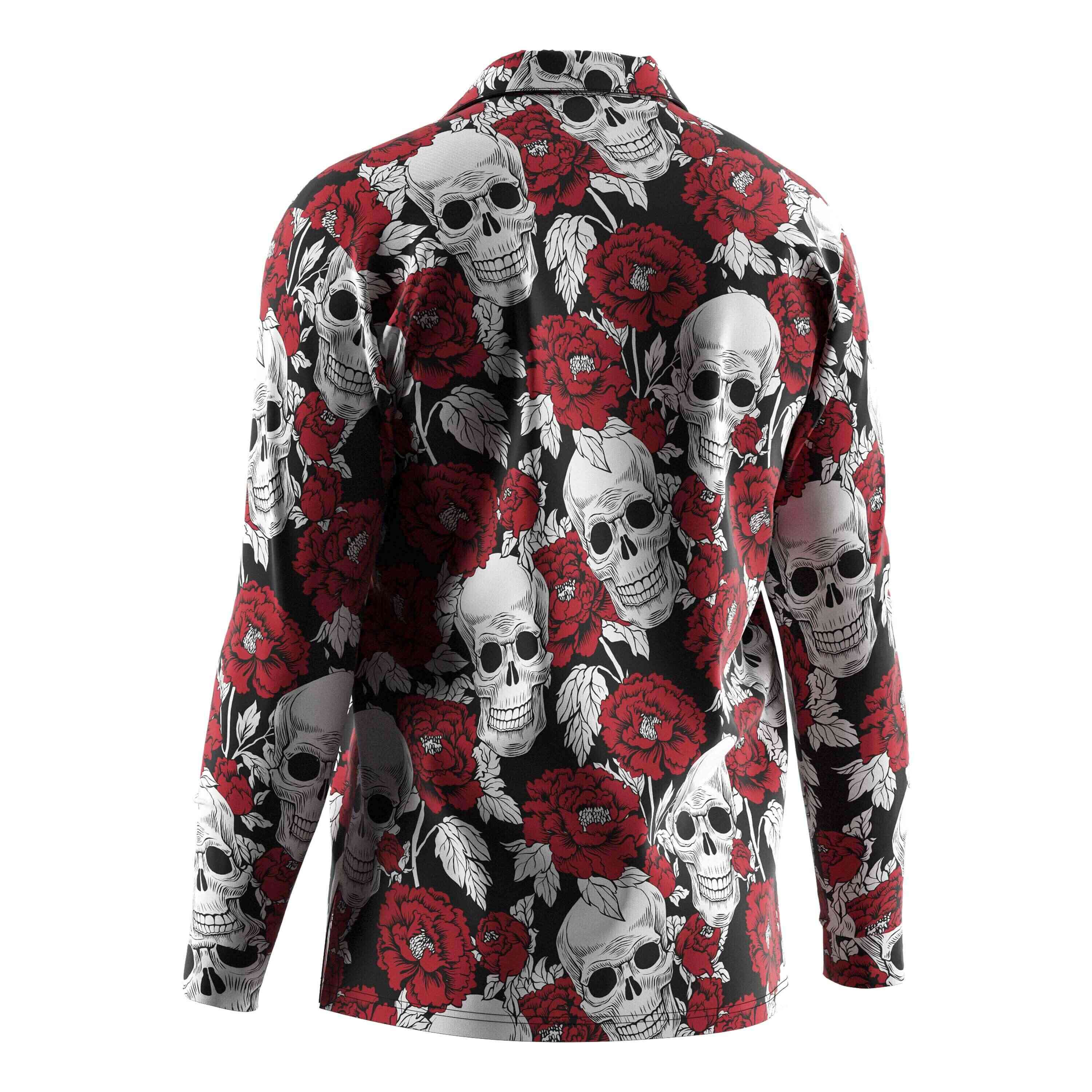 
                RISE sublime Men's Hawaiian shirt Long sleeves beach wear skull roses