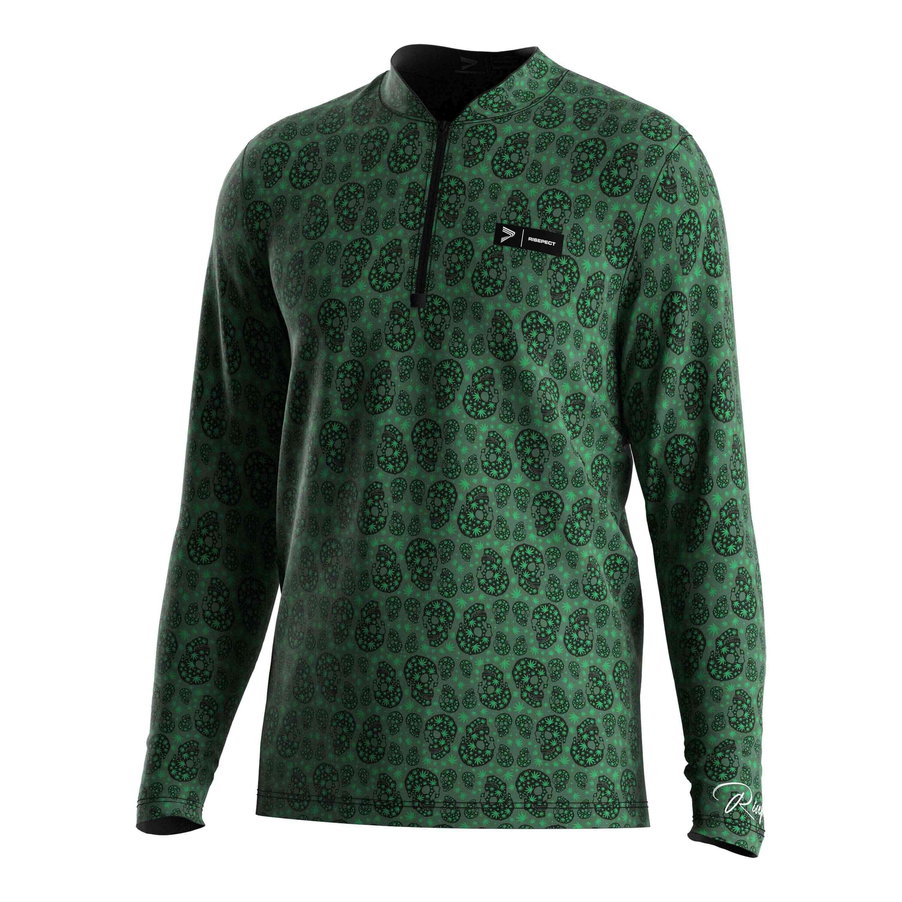 
                RISE work polos supplier polo shirt green 1/4 zip wholesale