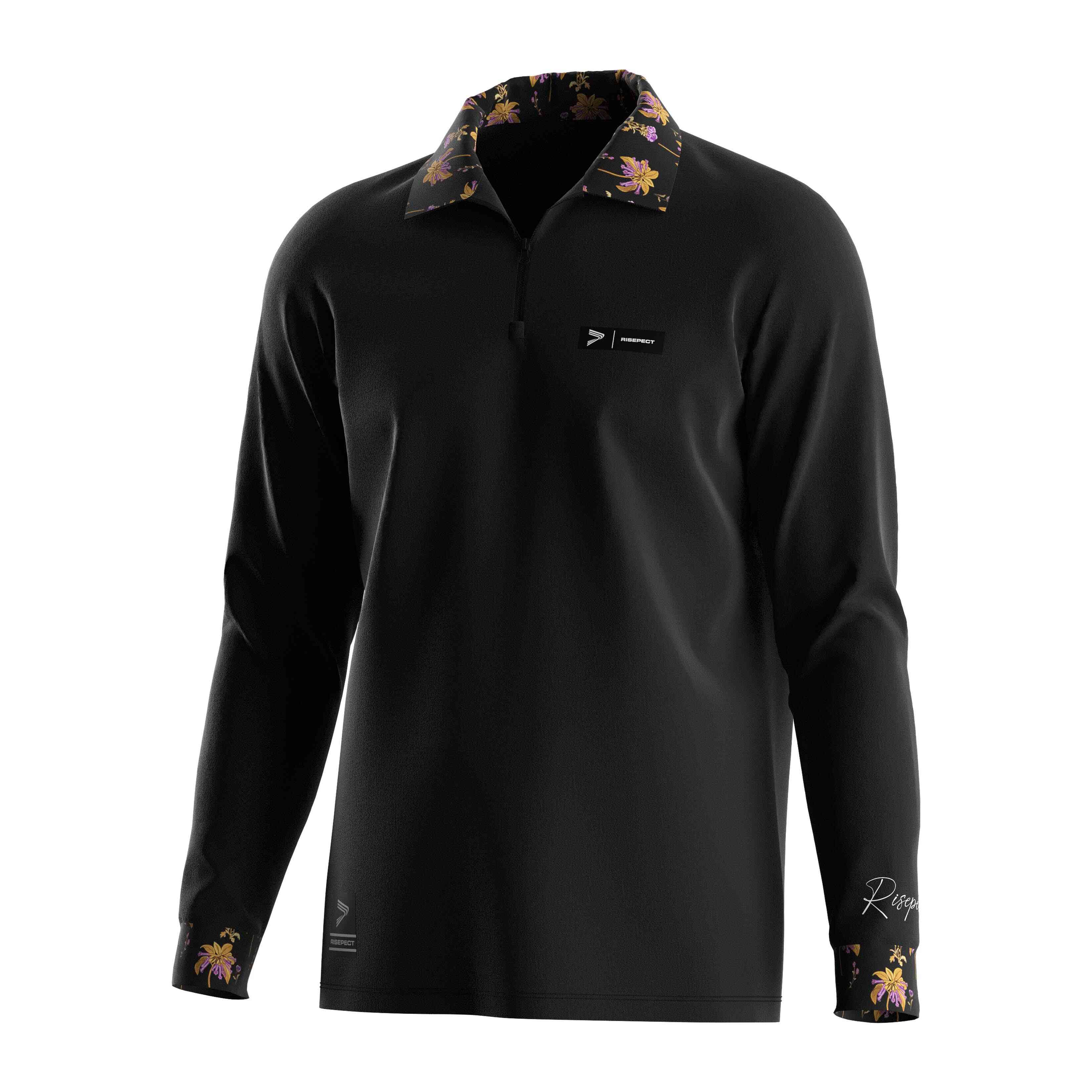 
                RISE hawaiian golf shirts template black zipper polo shirt