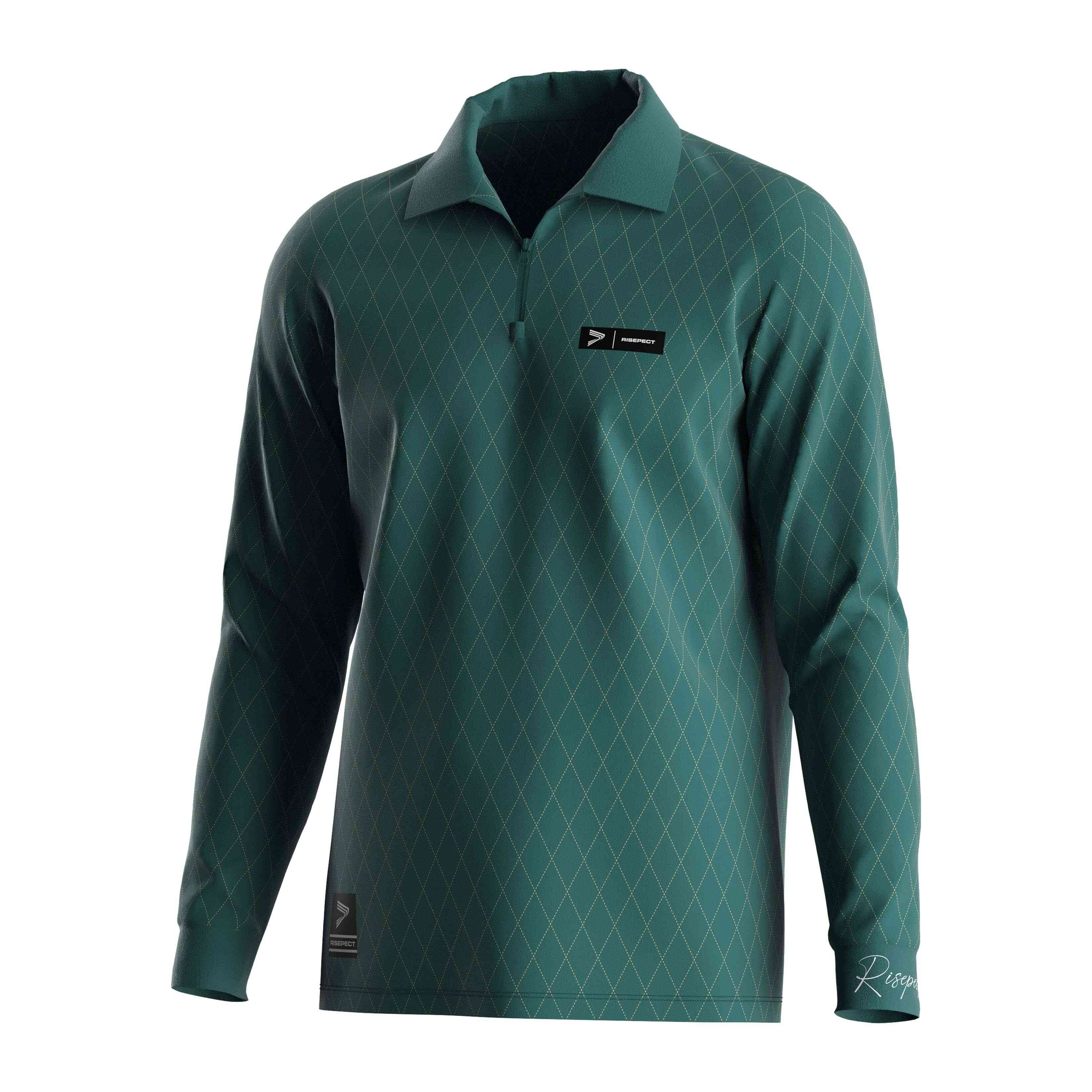 
                RISE work polos template green zipper polo shirt