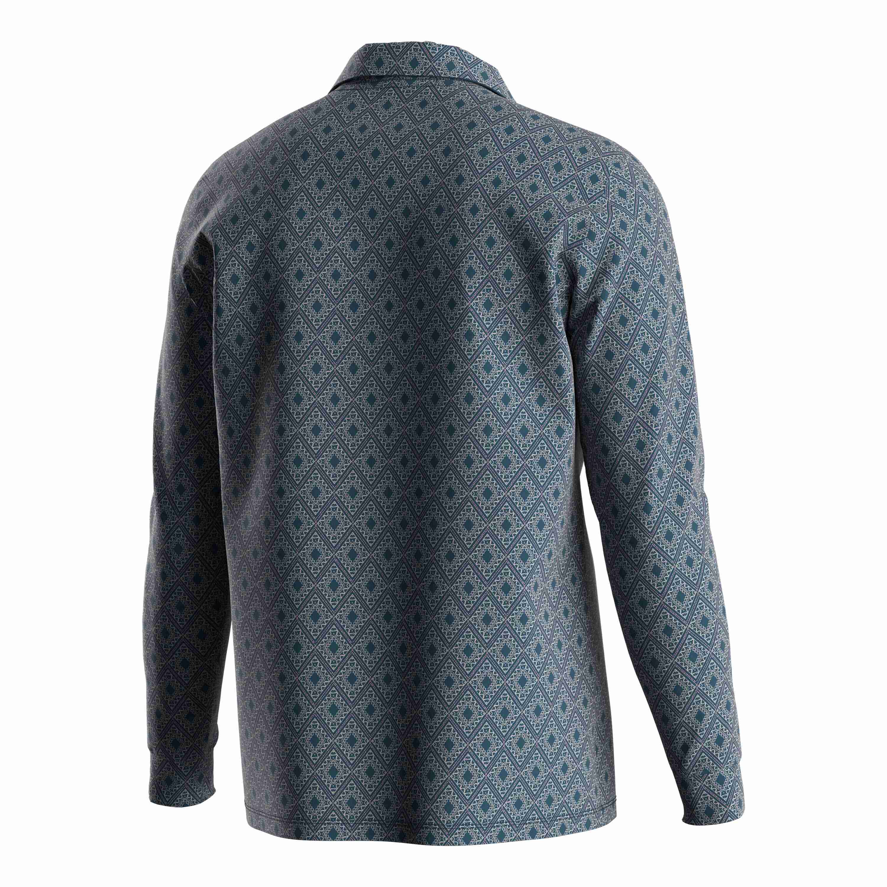 
                RISE business polo shirts template rhombus diamond pattern zipper polo shirt