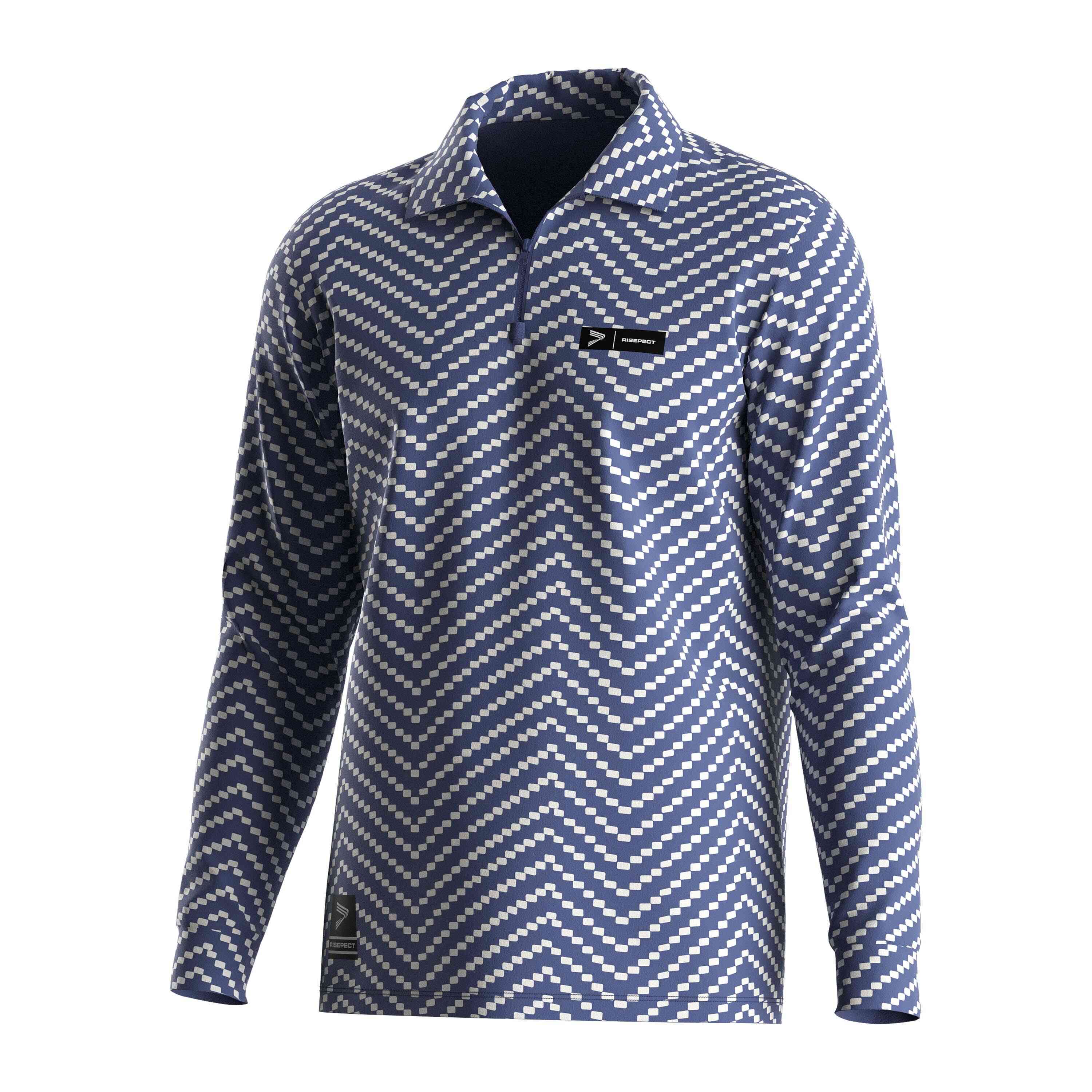 
                RISE cool golf shirts template horizontal wavy zipper polo shirt