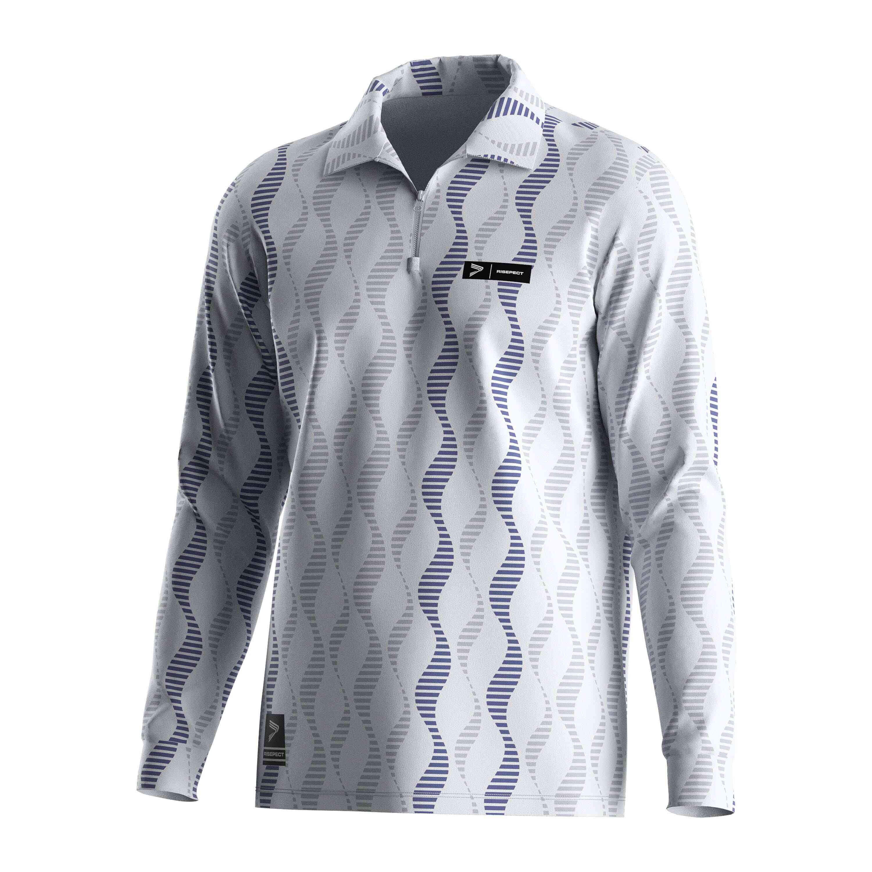 
                RISE custom golf shirts template wavy line zipper polo shirt