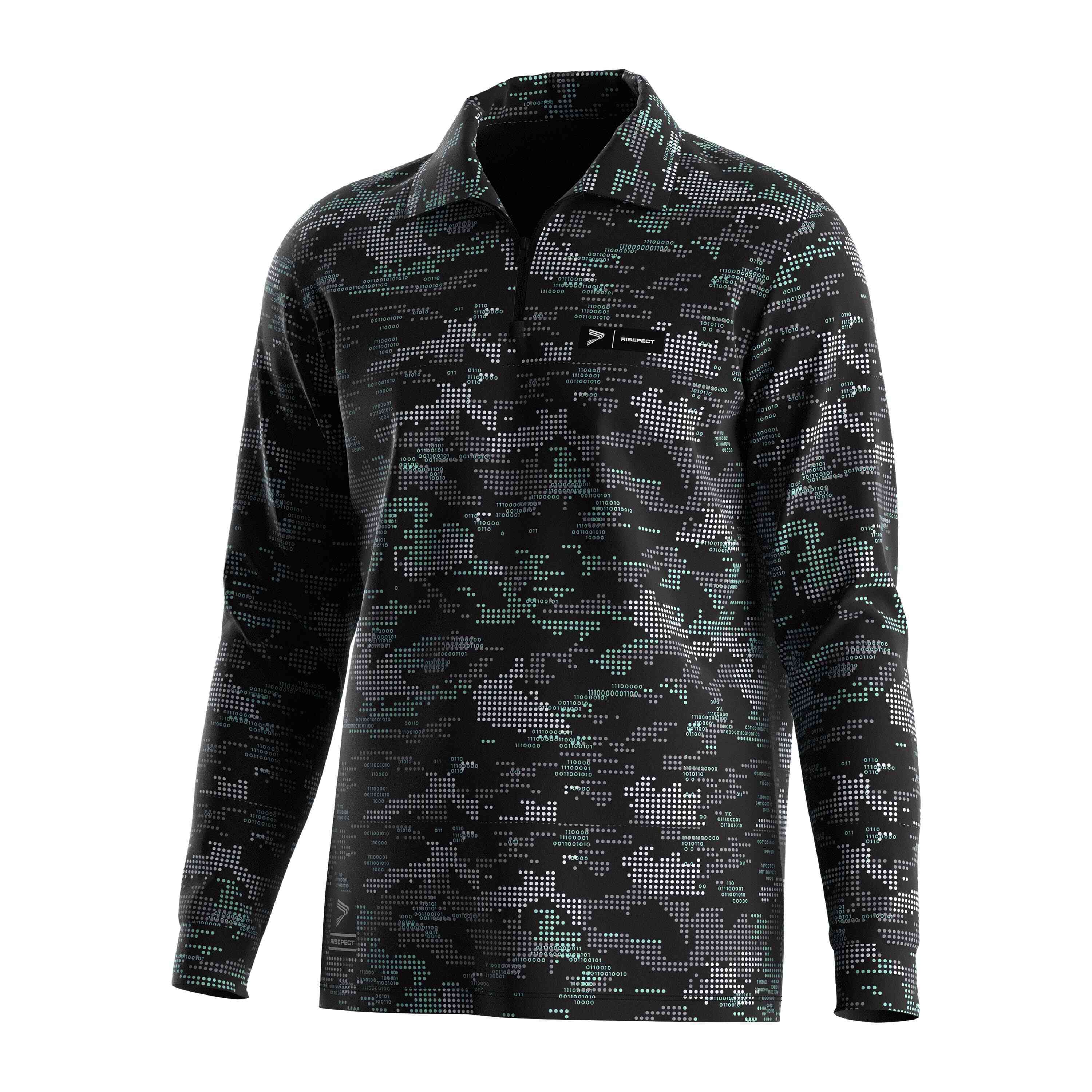 
                RISE embroidered polos template camouflage zipper polo shirt