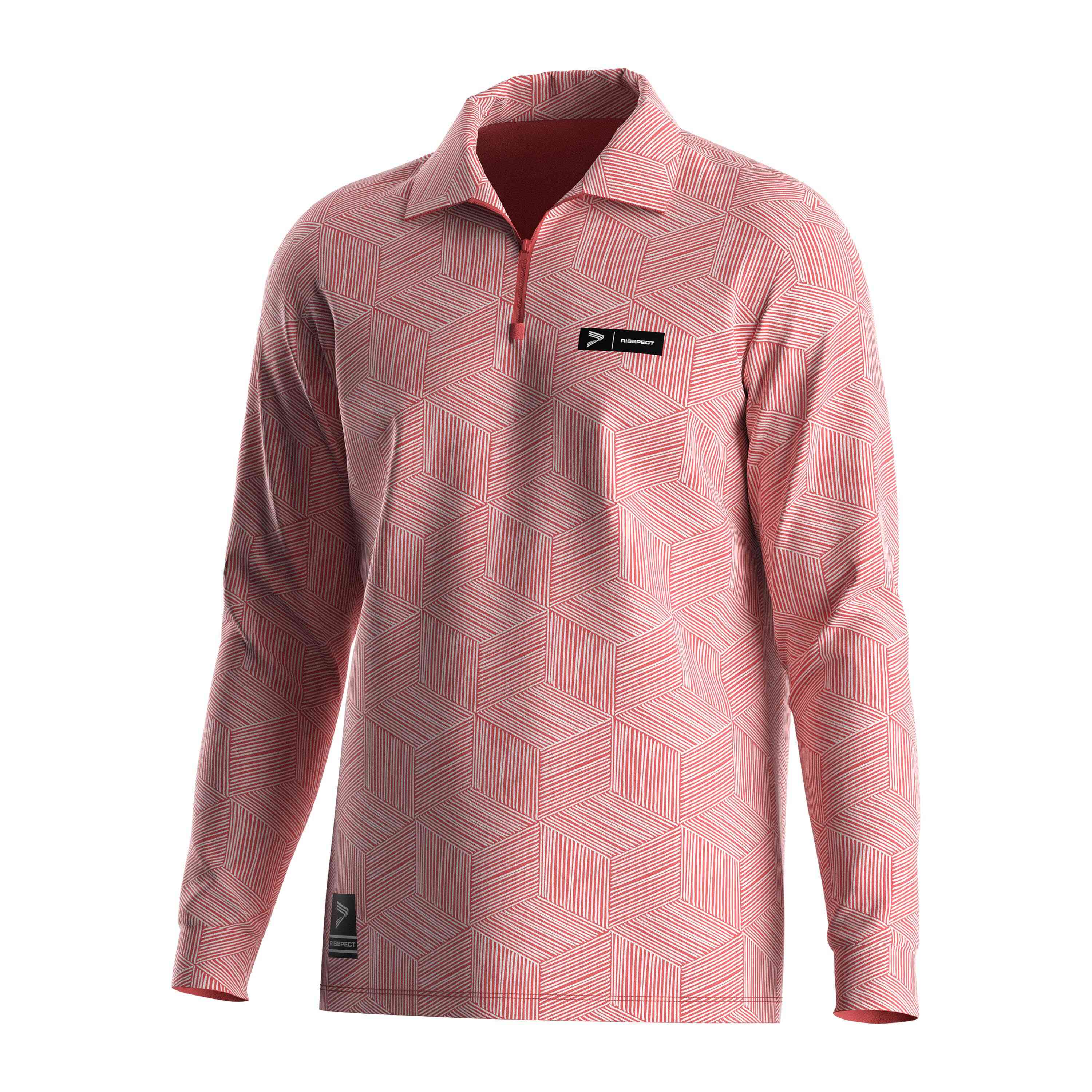 
                RISE polo shirts template pink zipper polo shirt