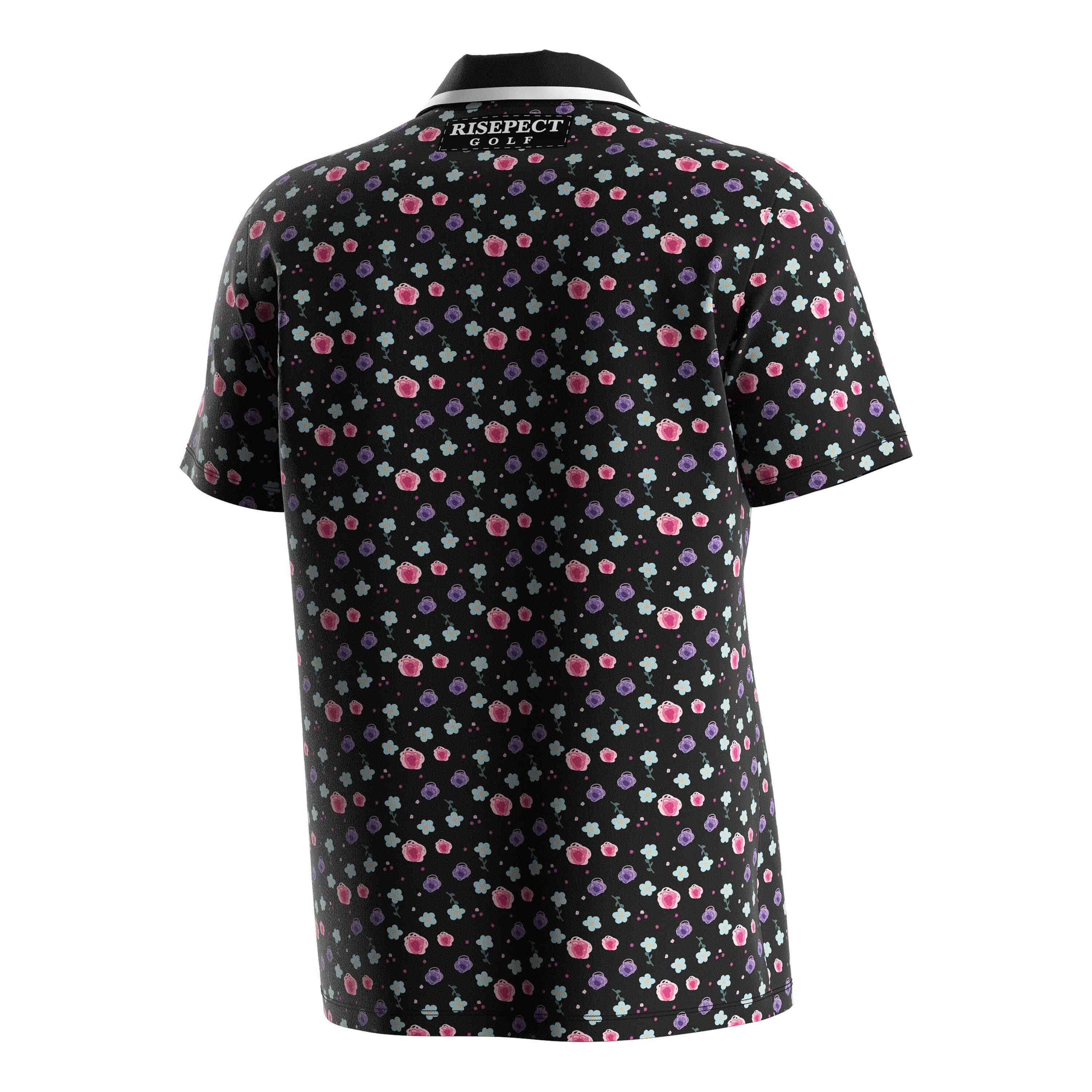 
                RISE logo golf shirts wholesale classic zipper flower polo shirt