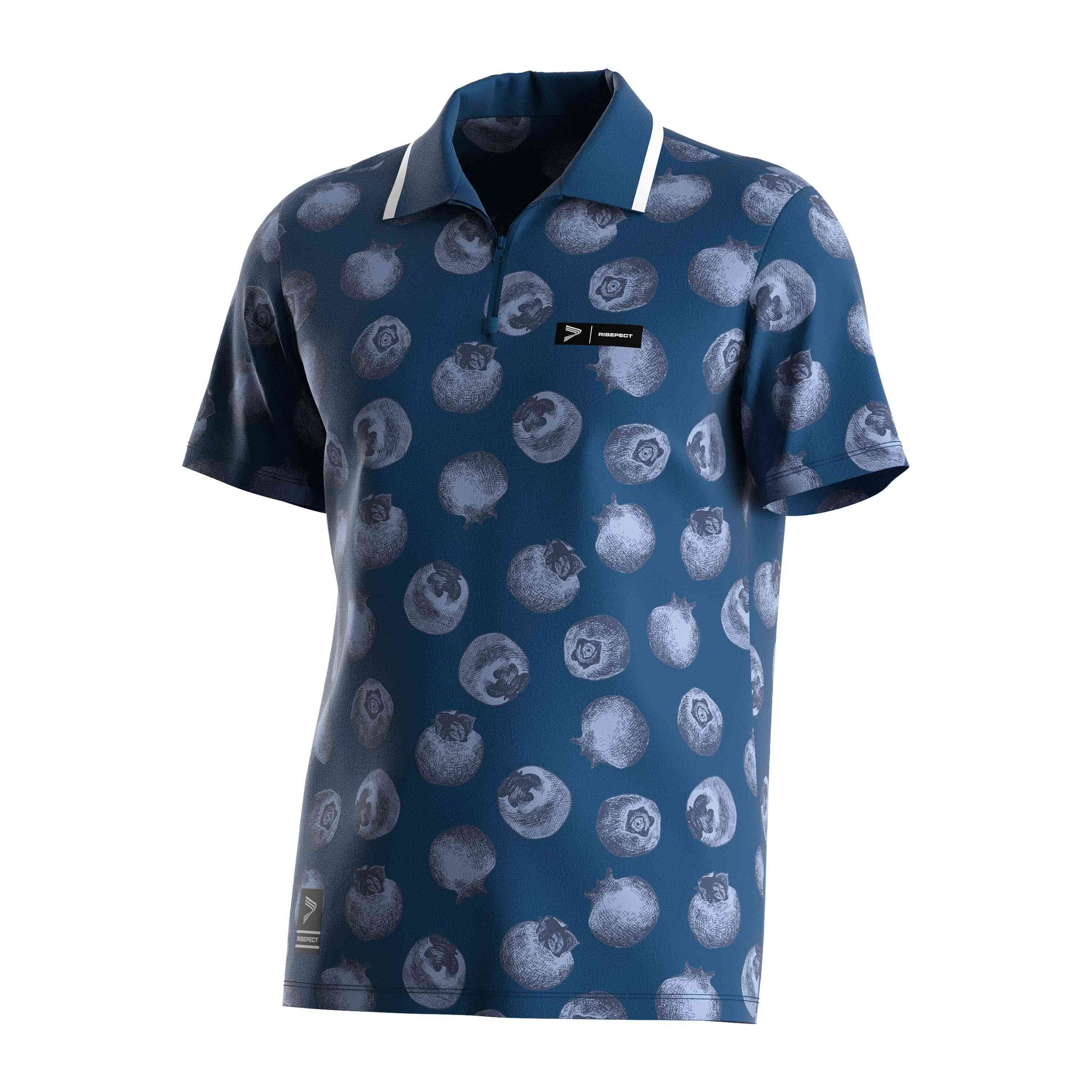 
                RISE unique golf shirts wholesale classic zipper blue persimmon polo shirt
