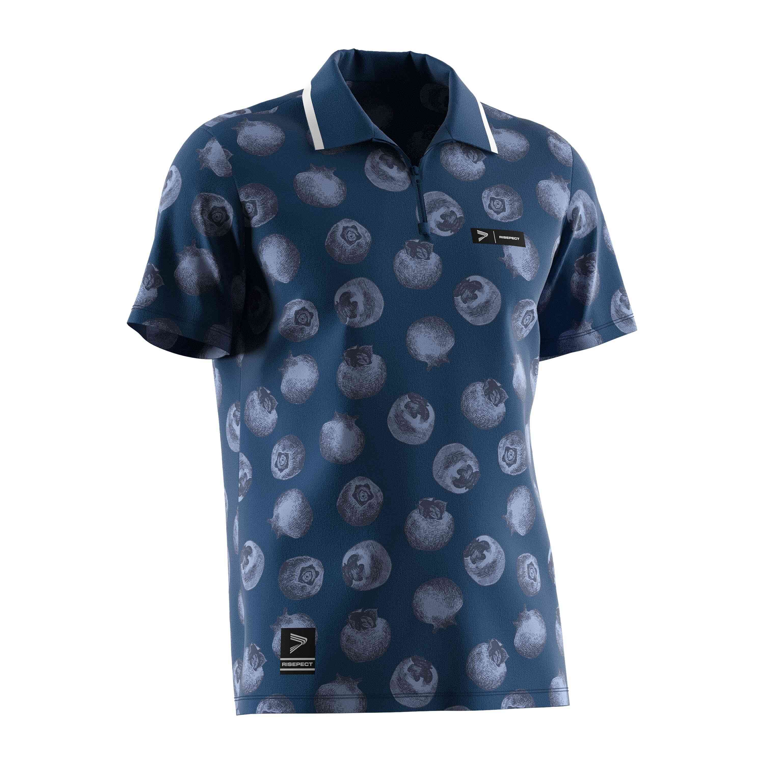 
                RISE unique golf shirts wholesale classic zipper blue persimmon polo shirt