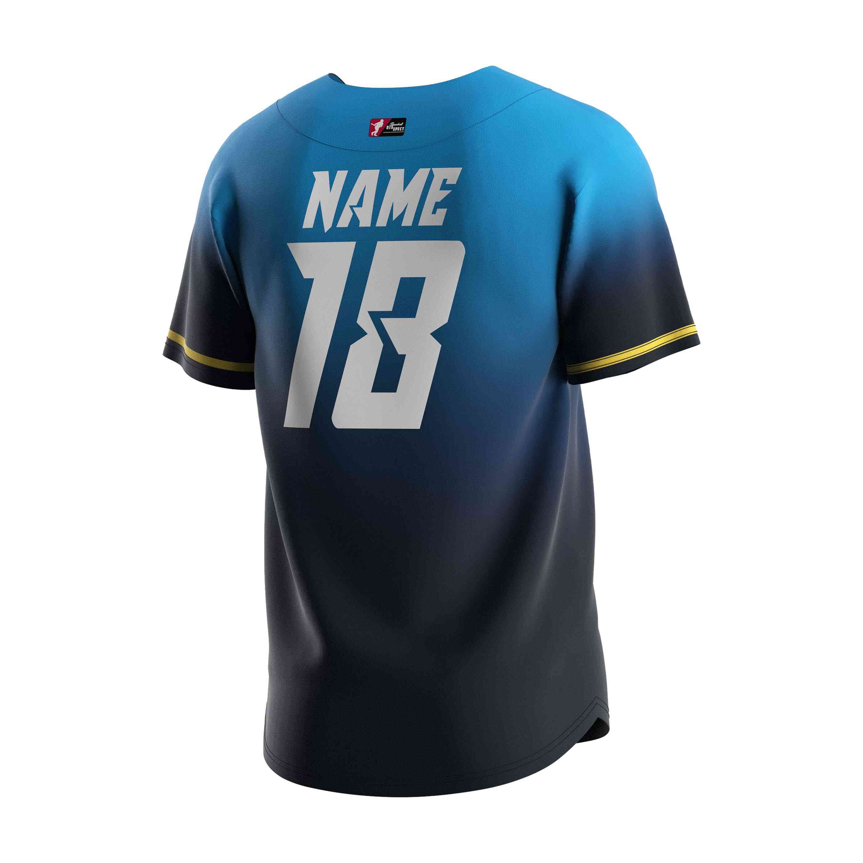 
                Custom slowpitch softball jerseys blue full button baseball jerseys Rise baseball uniform