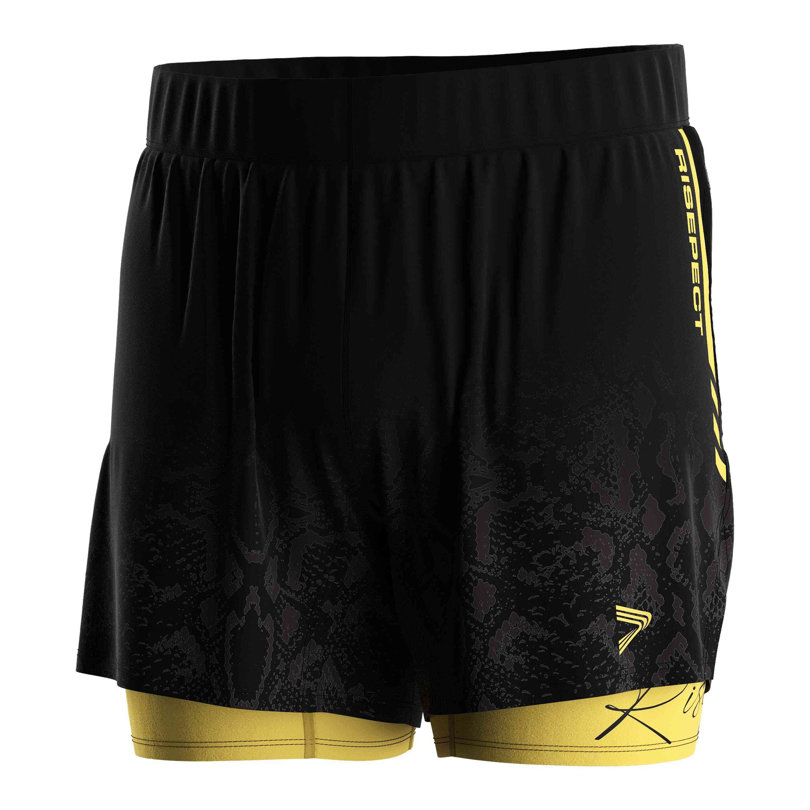 2 in 1 shorts golde python - Rise fightwear ss rash guards and 2-in-1 shorts set gold python sublimation