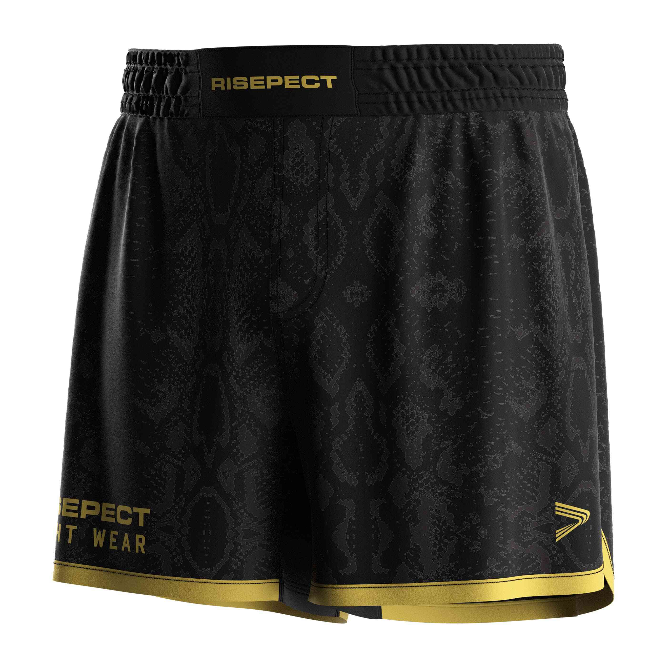 
                Rise fightwear BBJ MMA shorts gold python sublimation print male