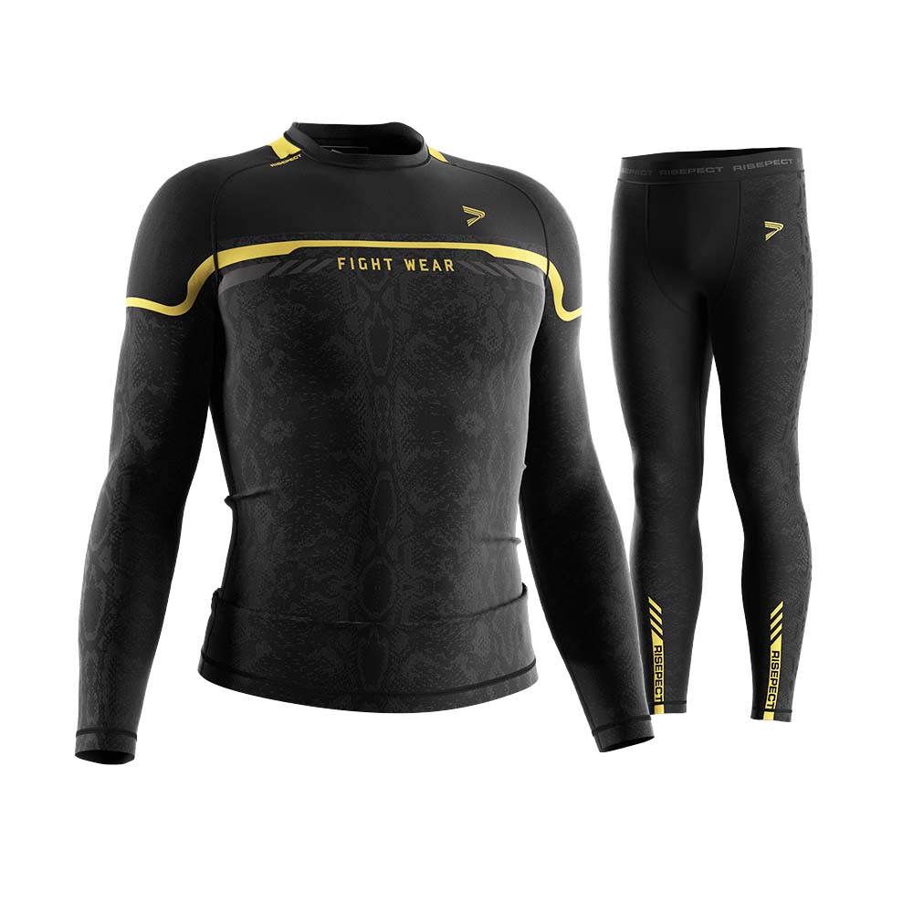 
                Rise fightwear long sleeve rash guards and spats 2-in-1 set for BJJ MMA