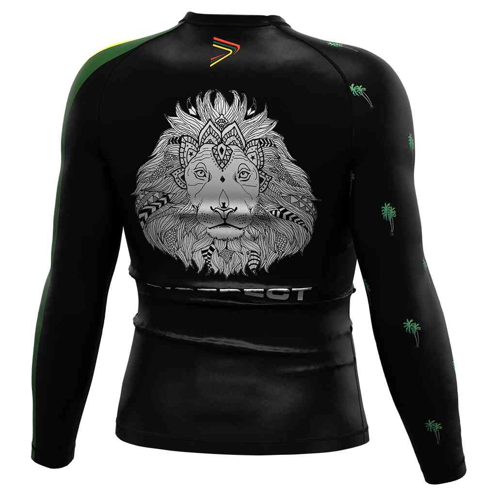 Surfing rash guards right back view - Black Surf School Men's Women's Canada Rash Guard Shirt Surfing Rash Guard