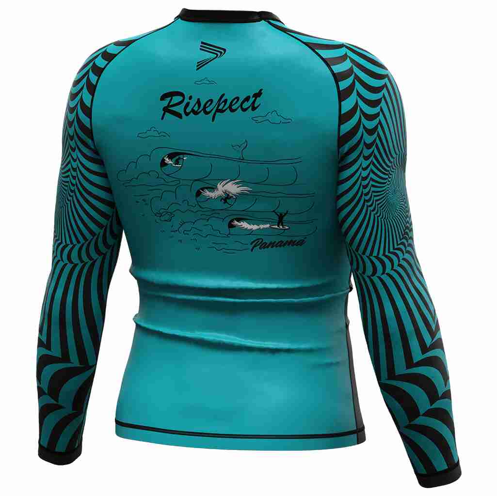 Surfing rash guards right back view