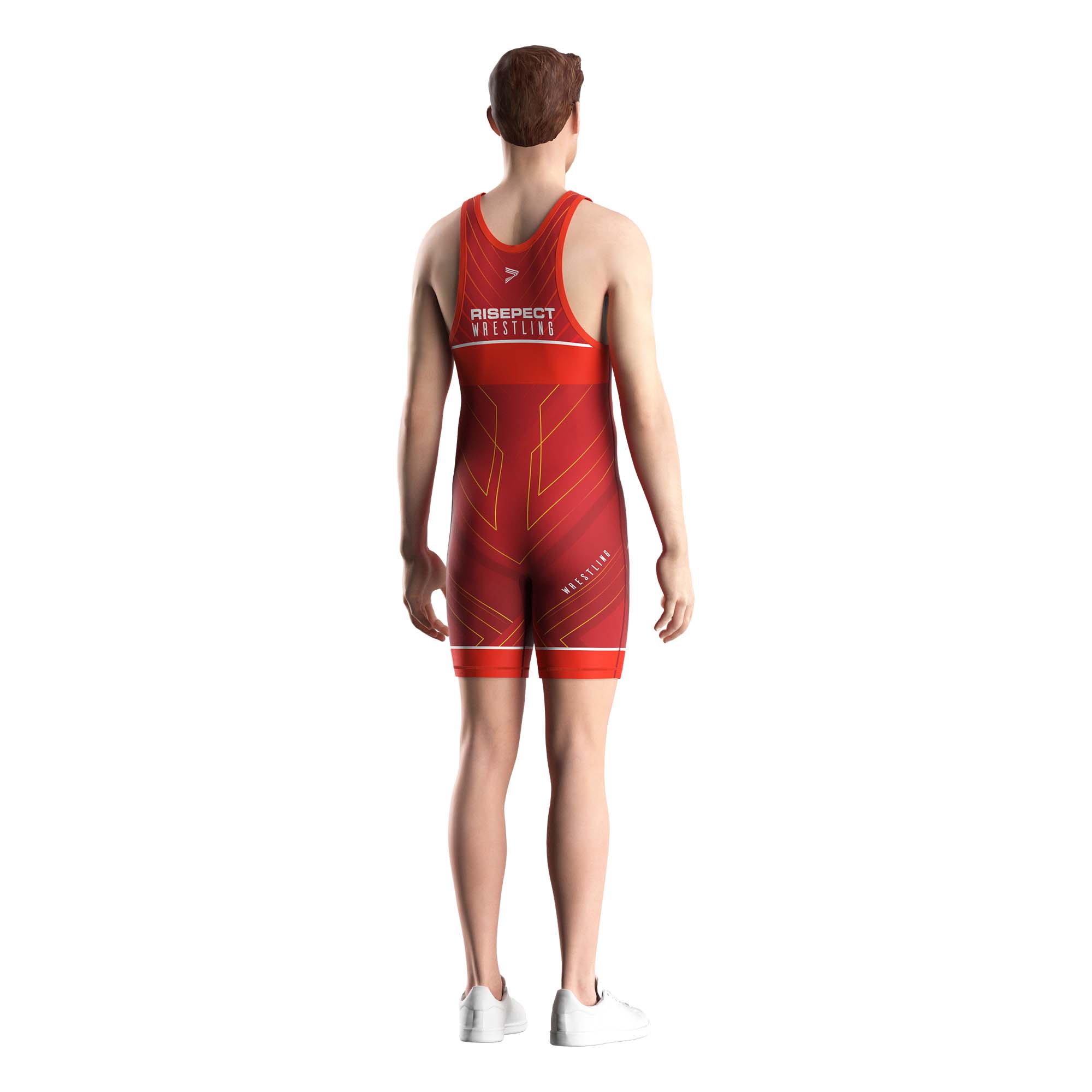 Male model in Rise wrestling patriot red singlets wholesale back