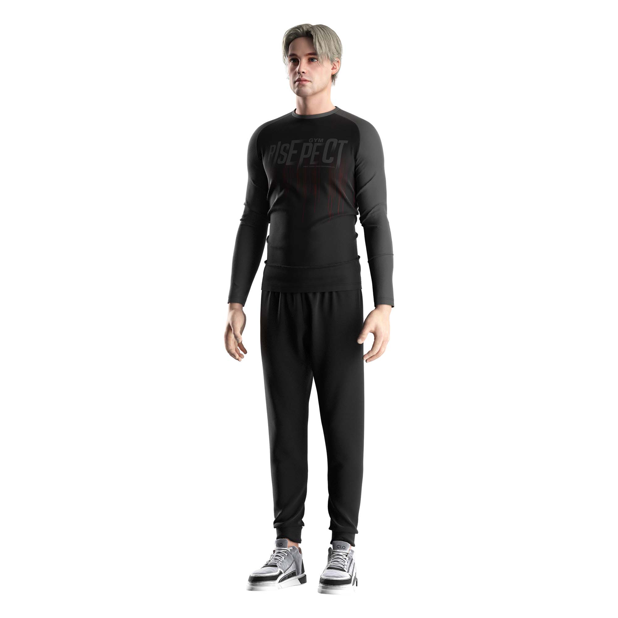 Male model in Rise athletic black men long sleeve compression shirts Risepect