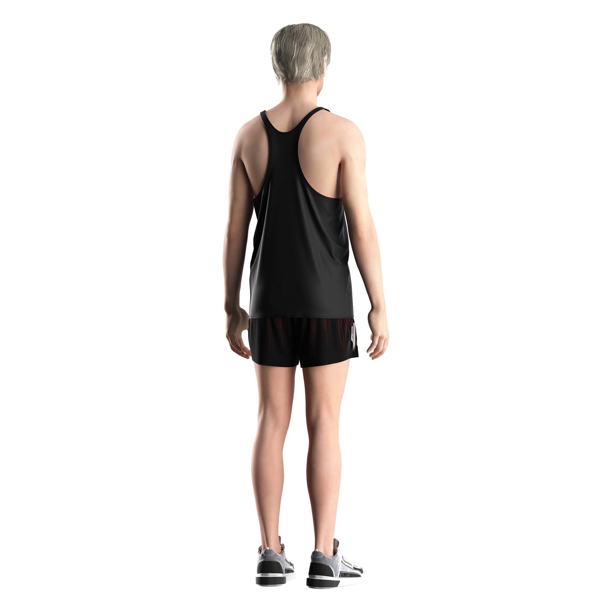 Male model in Rise Athletic Clothing Black Single Layer Shorts Wholesale Risepect back